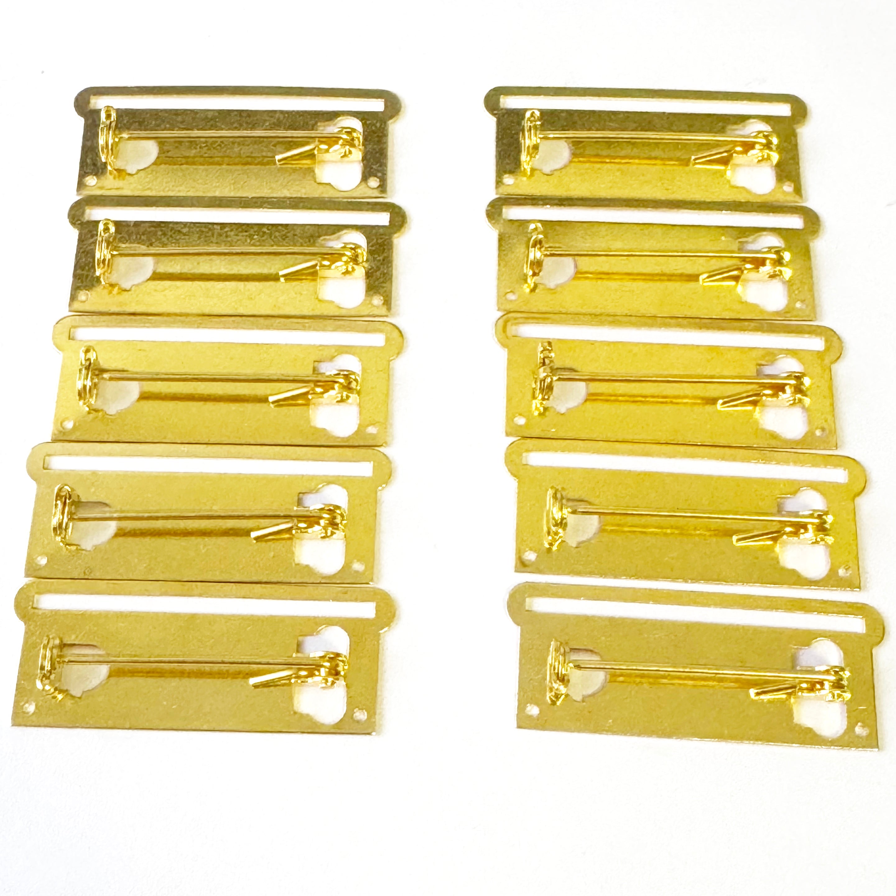 10× Medal Ribbon Mounting Bars Brooch Pin Fixing 1 Space, for 35-38 mm Ribbon Gold