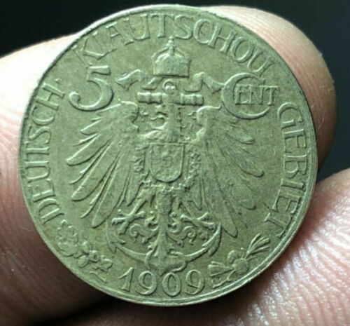 German Kiautschou Colony 5 Cent Coin 1909 detail view 2