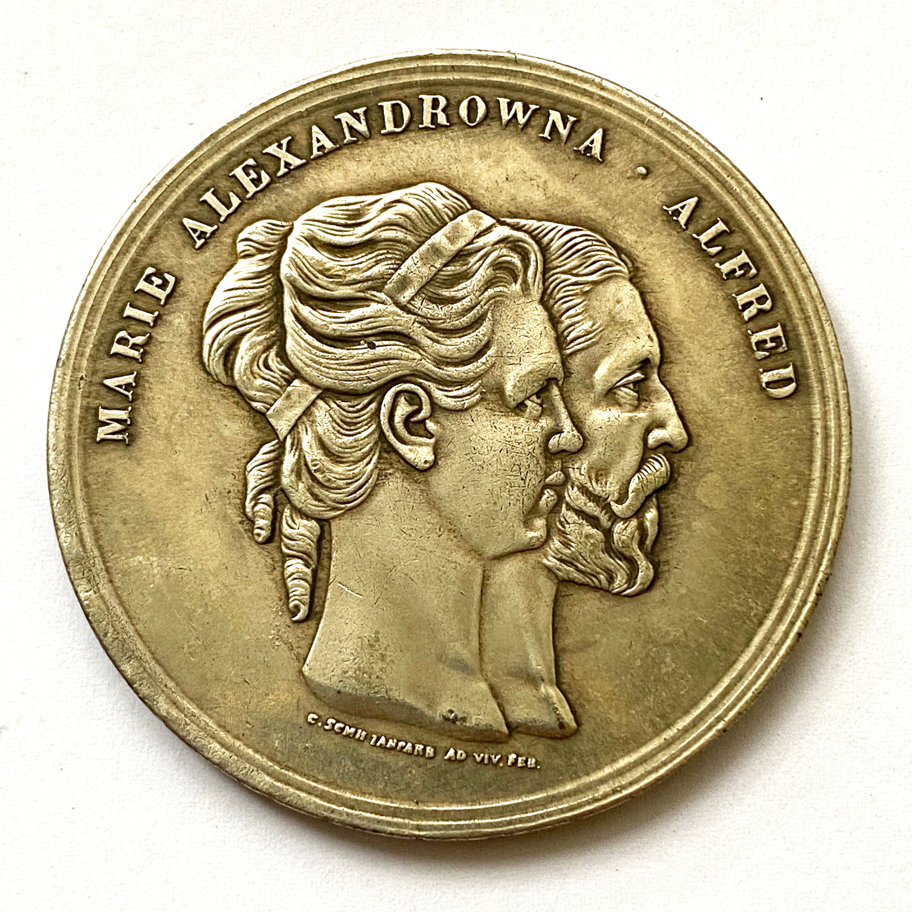 United Kingdom Imperial Russian commemorating the Marriage of Alfred and Marie medal reproduction