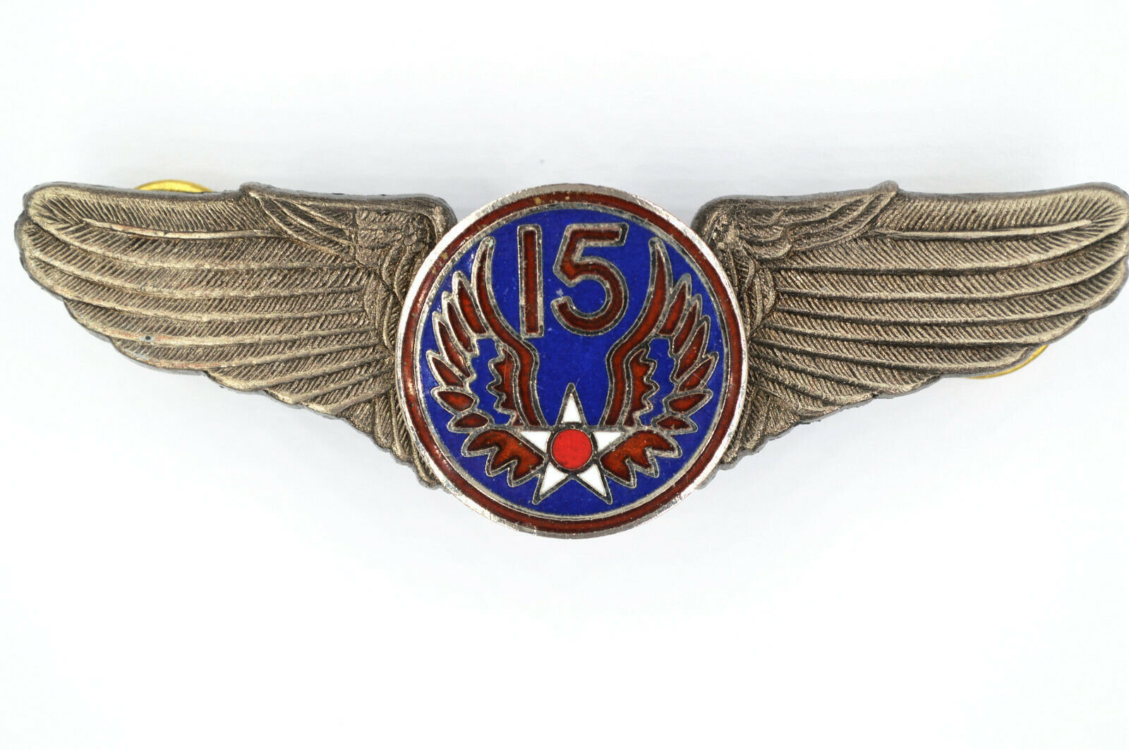 U.S. WWII 15TH Air Force Wings Badge Pin Medal Enamel reproduction