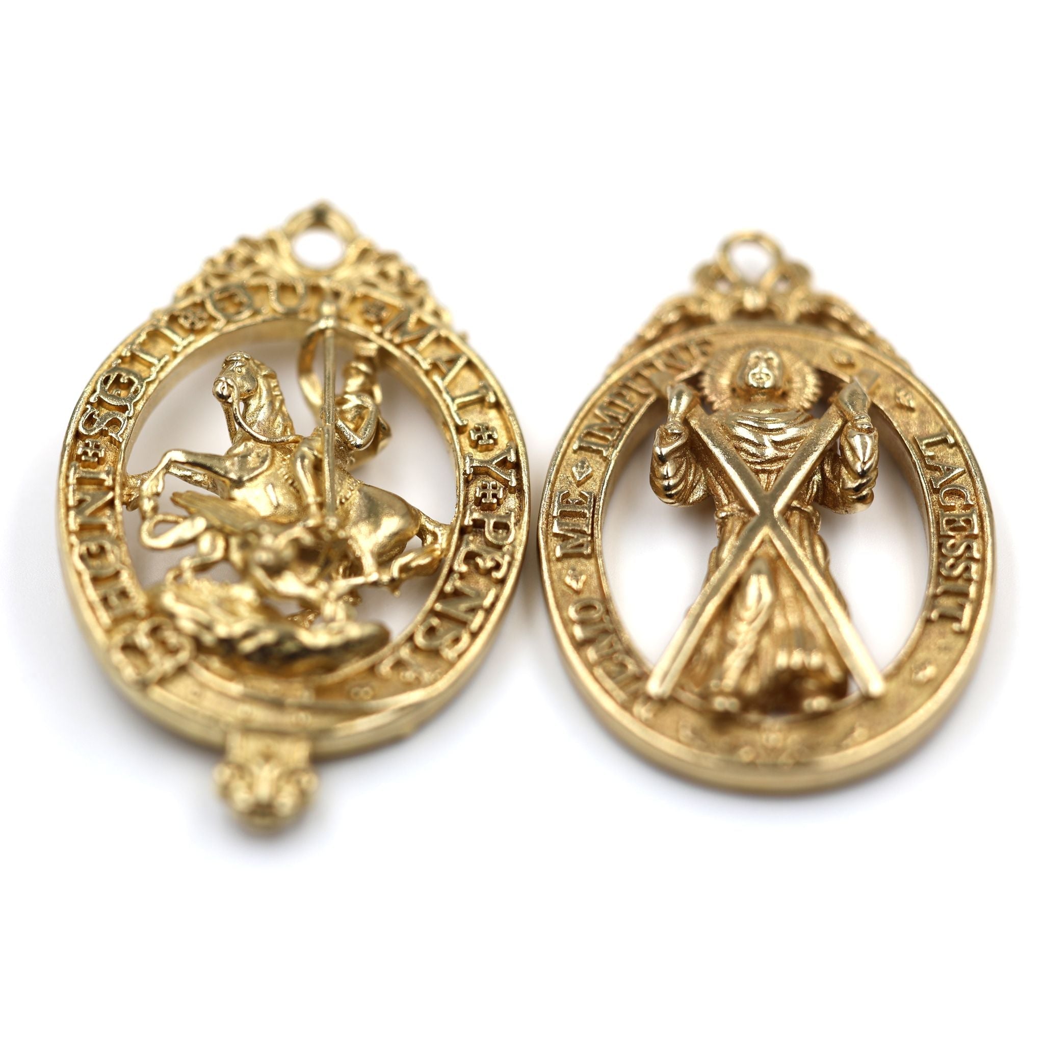 Pair British Order of the Garter & Thistle Pendants Brass Badges detail view 9