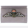 Cased Uk RAF Pilot Wings Brooch – Gold-Tone, Rhinestones & Enamel Crown () reproduction
