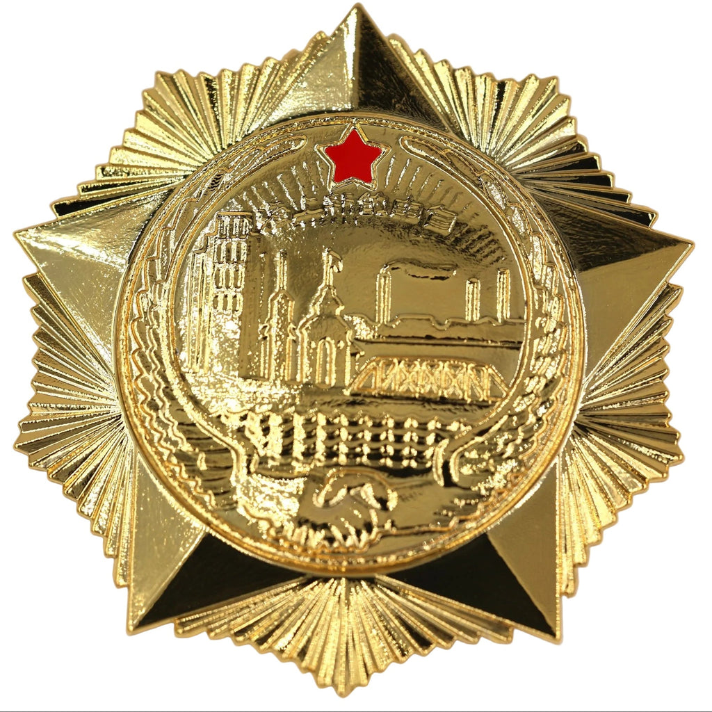Chinese Shanghai Air Defense Medal Badge Gold Tone Soviet Pilot Assistance reproduction