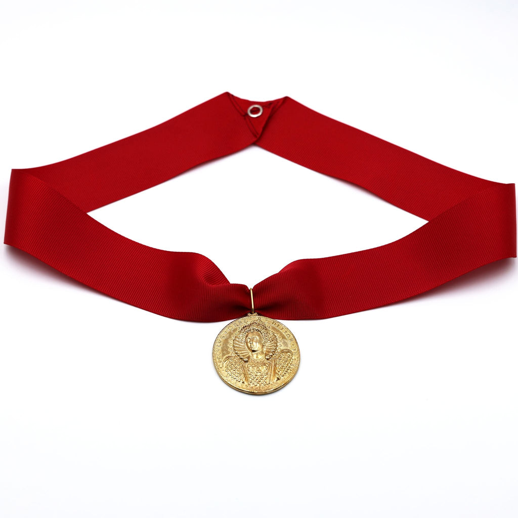 Queen Elizabeth I Armada Medal – Solid Copper with Red Ribbon Blue Case detail view 5