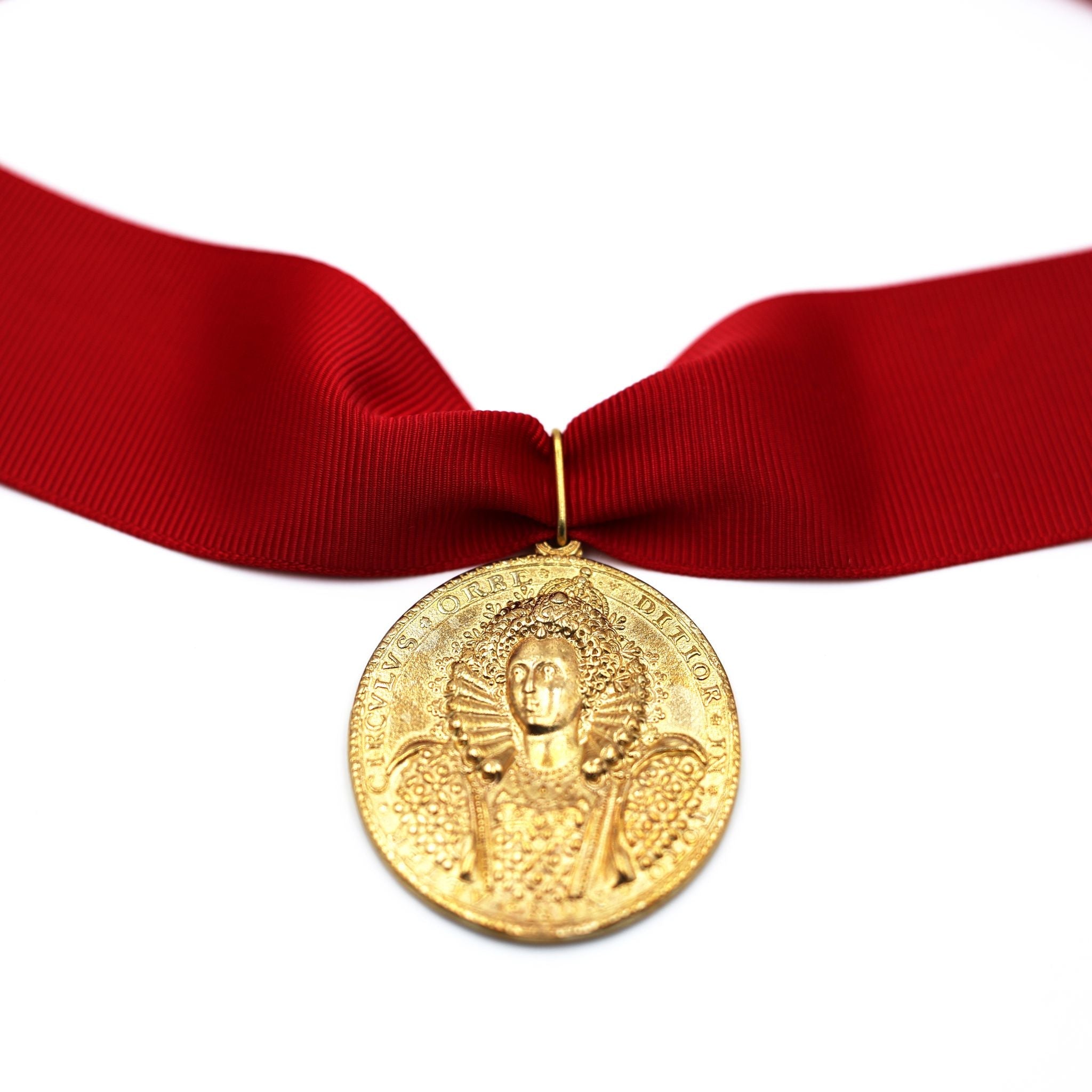 Queen Elizabeth I Armada Medal – Solid Copper with Red Ribbon Blue Case detail view 6