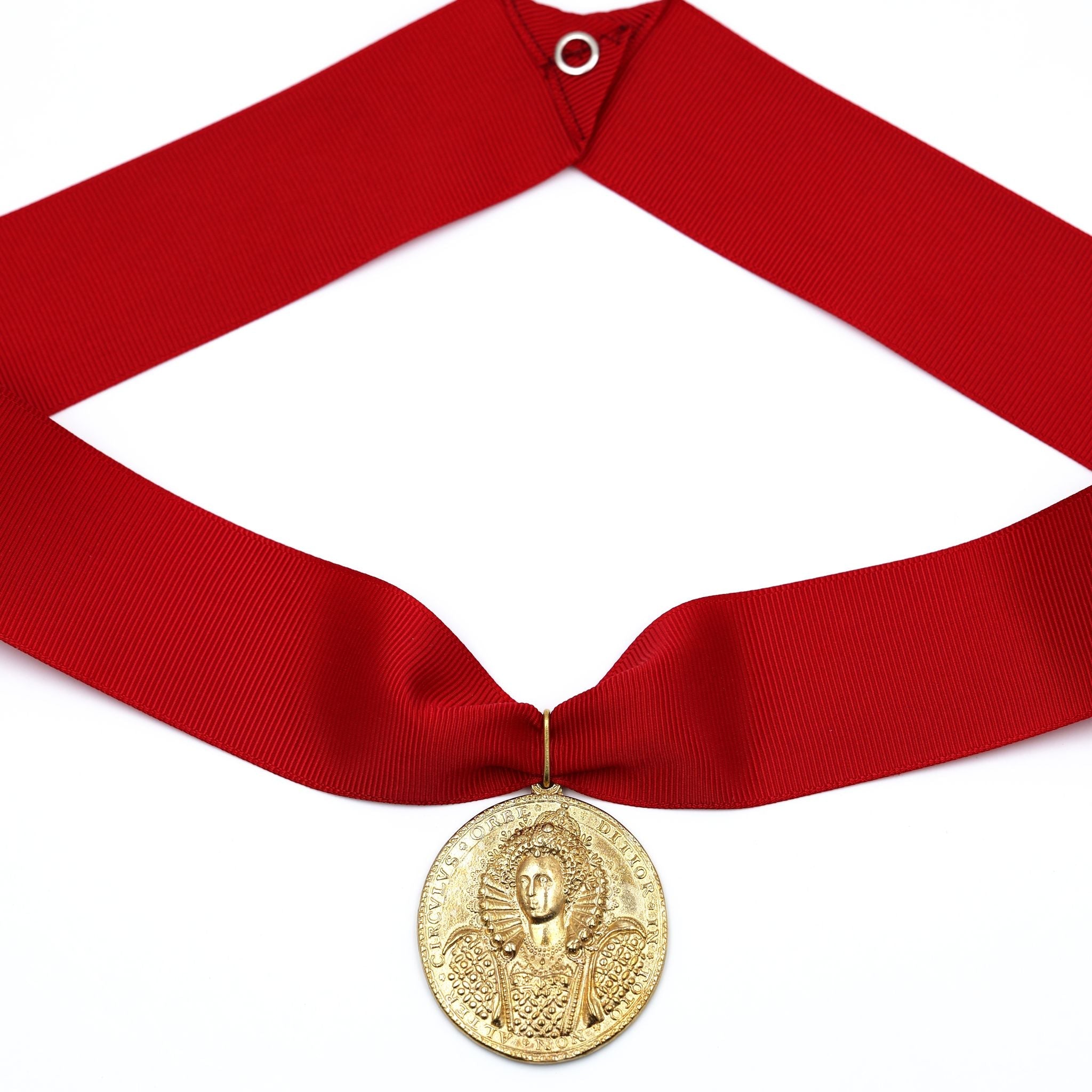 Queen Elizabeth I Armada Medal – Solid Copper with Red Ribbon Blue Case detail view 3