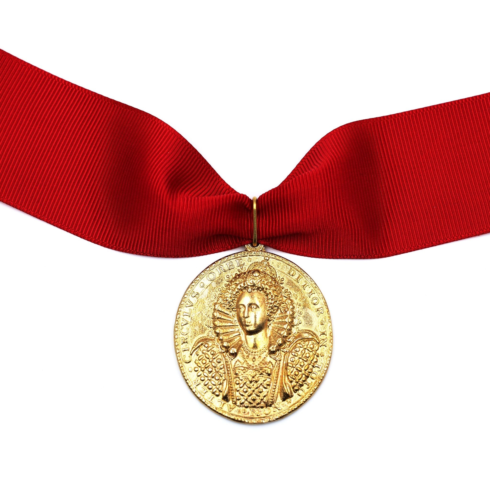 Queen Elizabeth I Armada Medal – Solid Copper with Red Ribbon Blue Case detail view 7