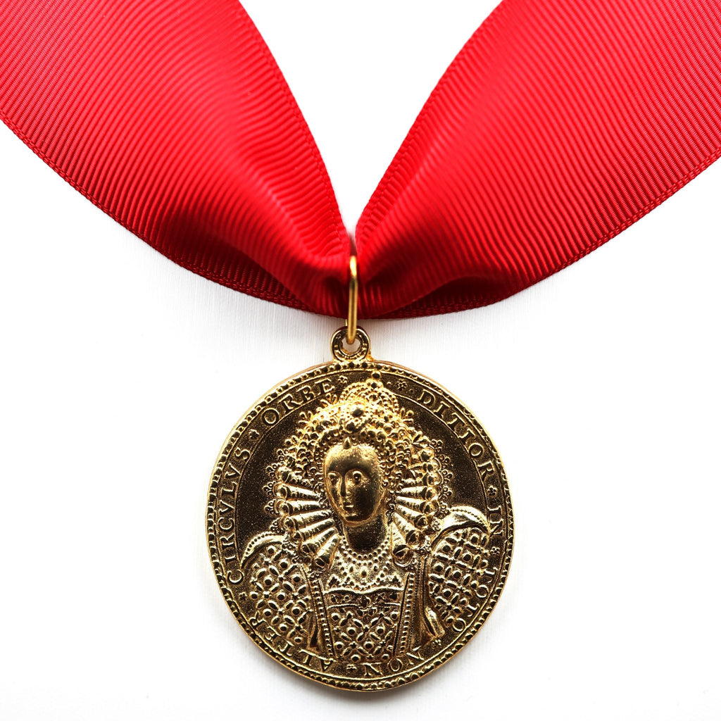 Queen Elizabeth I Armada Medal – Solid Copper with Red Ribbon Blue Case detail view 11