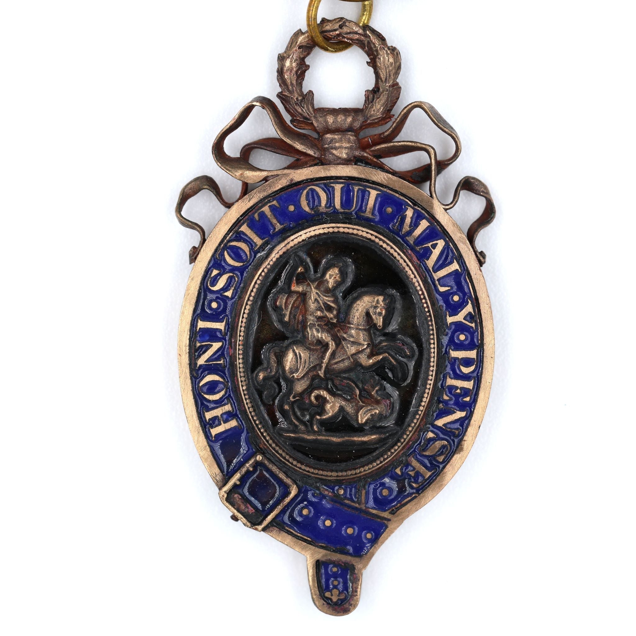 Order of the Garter Lesser George Solid Brass Enamel Blue Ribbon detail view 3