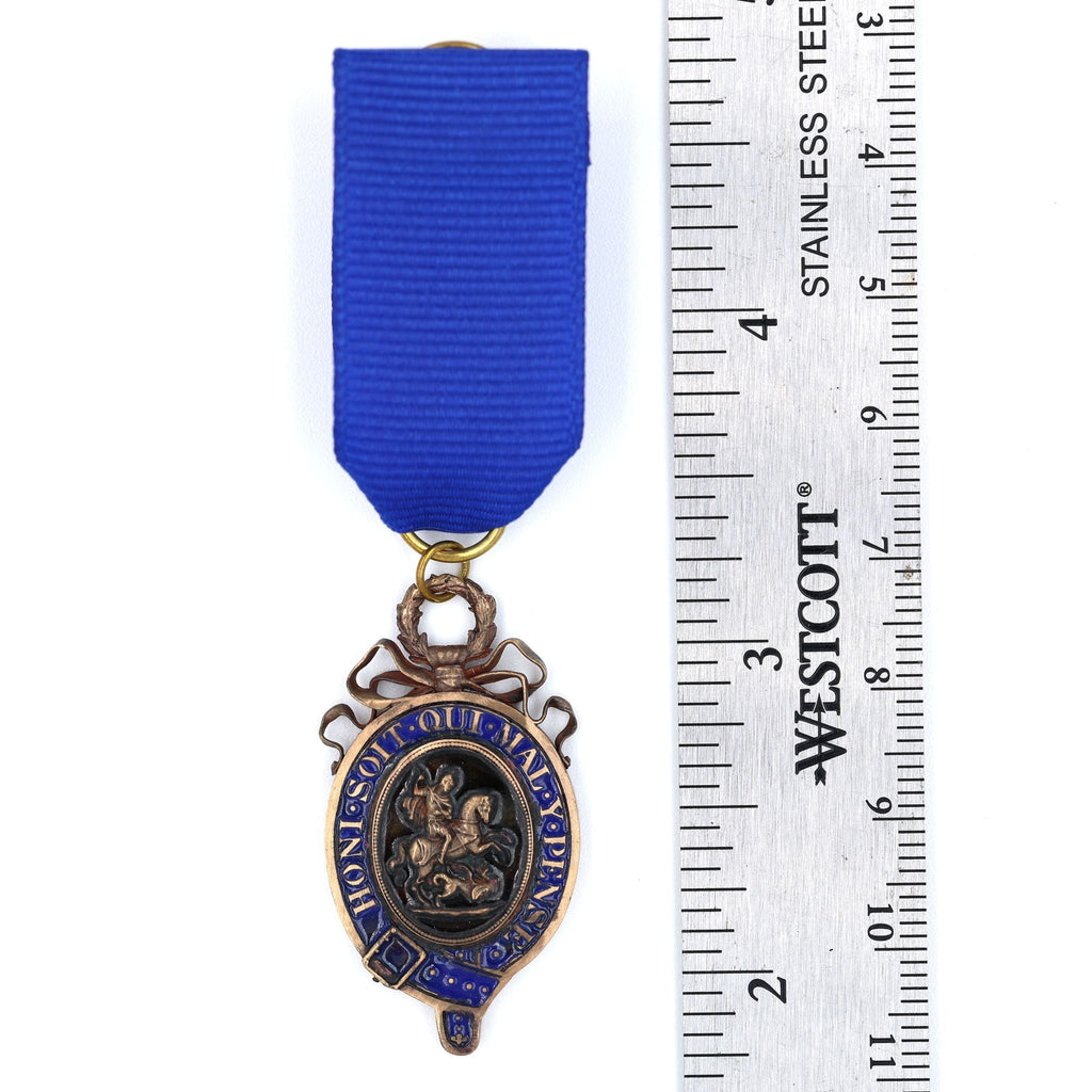 Order of the Garter Lesser George Solid Brass Enamel Blue Ribbon detail view 5