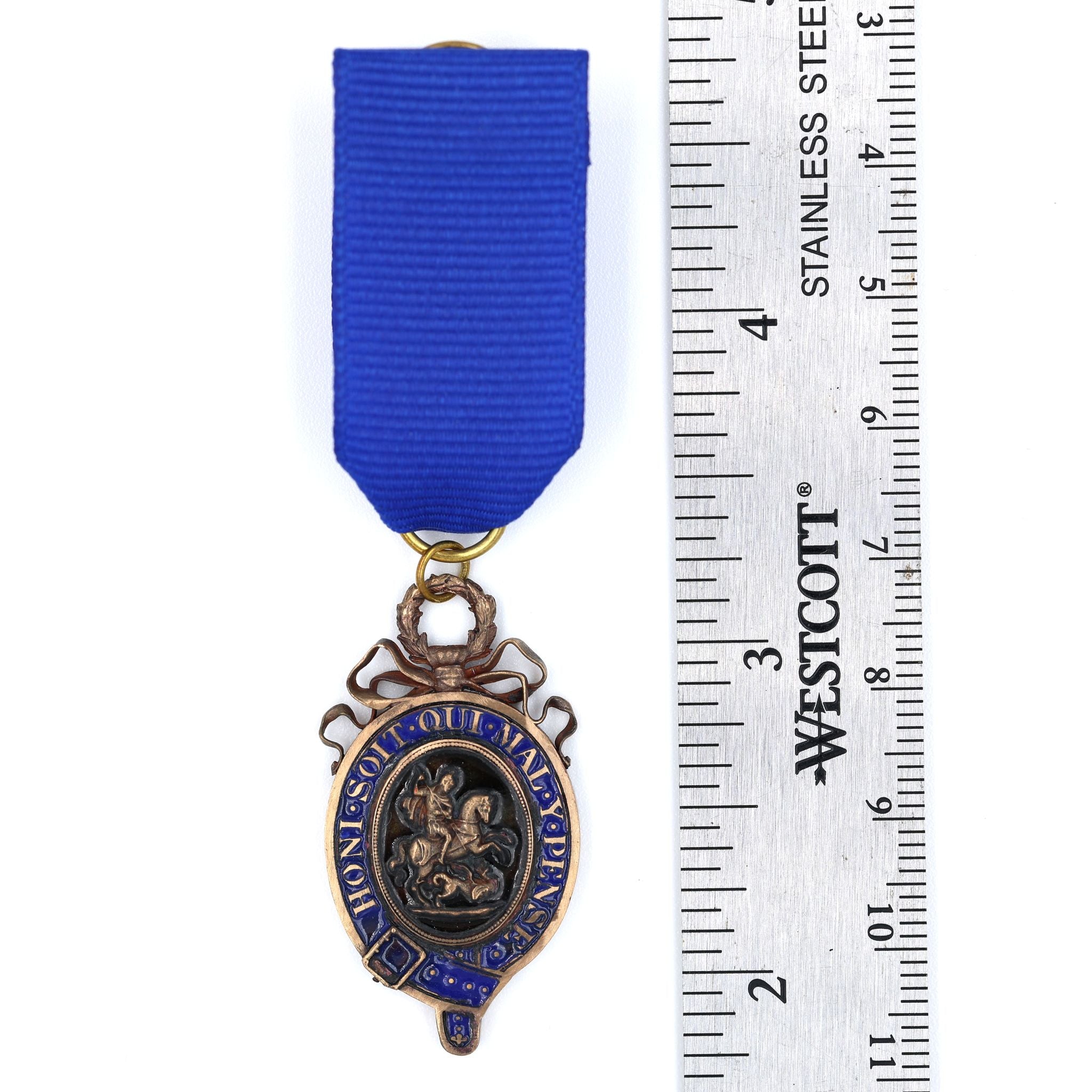 Order of the Garter Lesser George Solid Brass Enamel Blue Ribbon detail view 5
