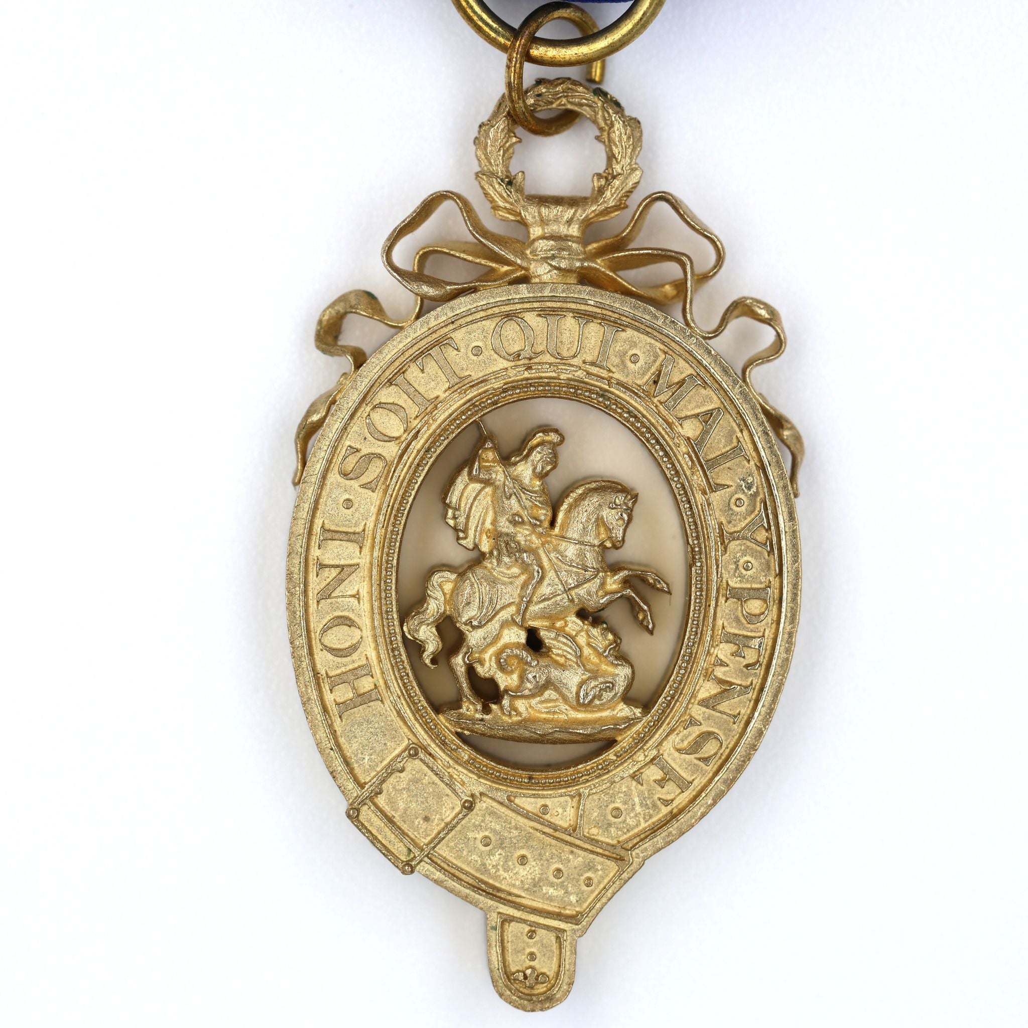 Order of the Garter Lesser George Openwork Brass with Blue Ribbon detail view 4