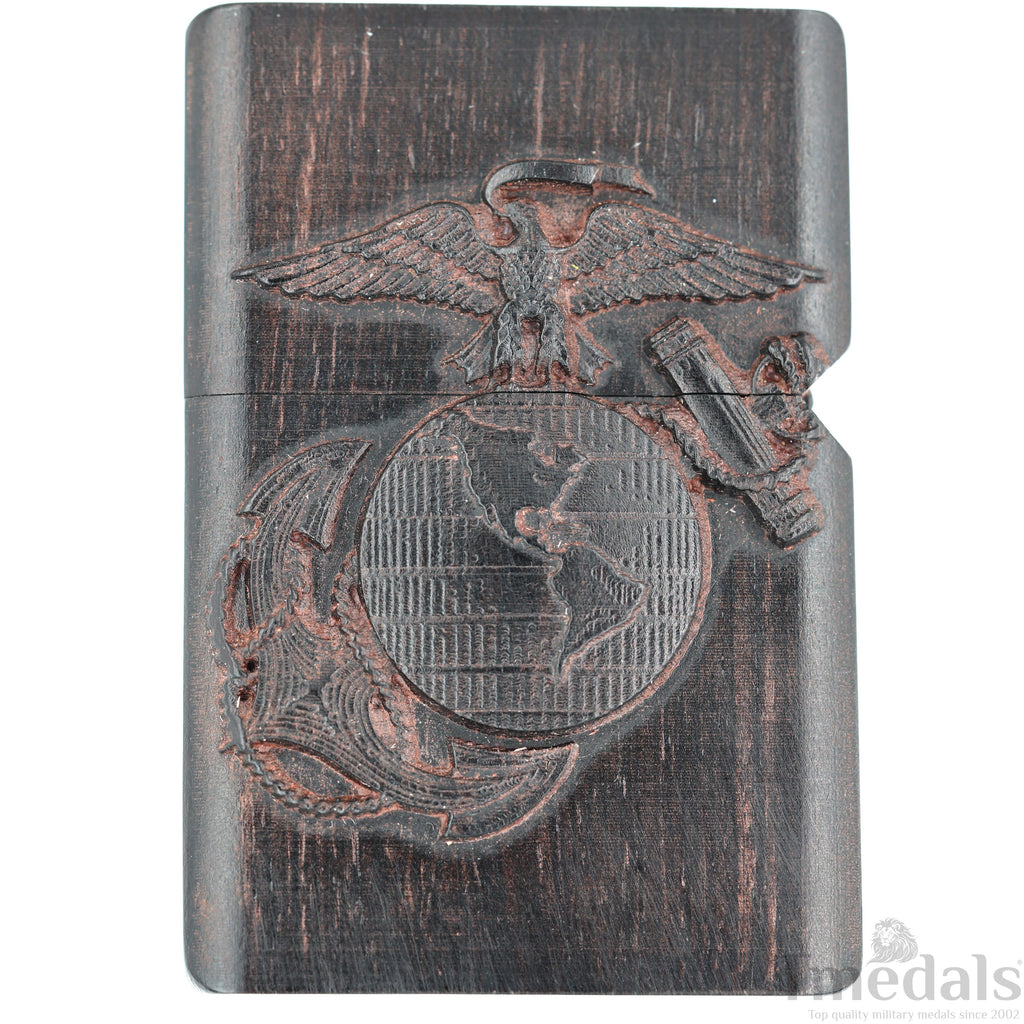 Hand-Carved U.S. Navy Inspired Wooden Lighter Case – Fits Standard Metal Insert – No Insert