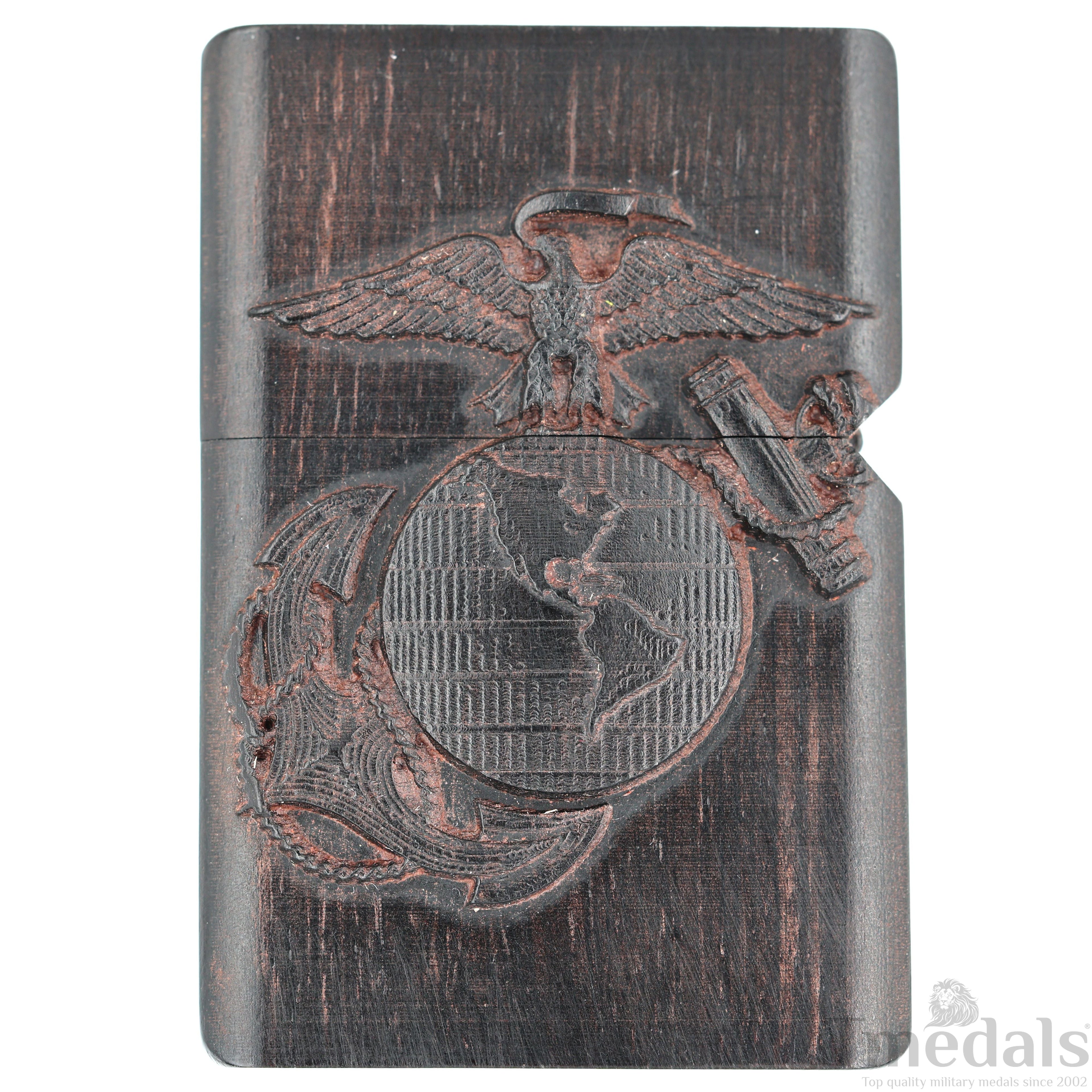 Hand-Carved U.S. Navy Inspired Wooden Lighter Case – Fits Standard Metal Insert – No Insert detail view 6