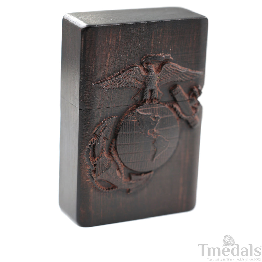 Hand-Carved U.S. Navy Inspired Wooden Lighter Case – Fits Standard Metal Insert – No Insert detail view 9