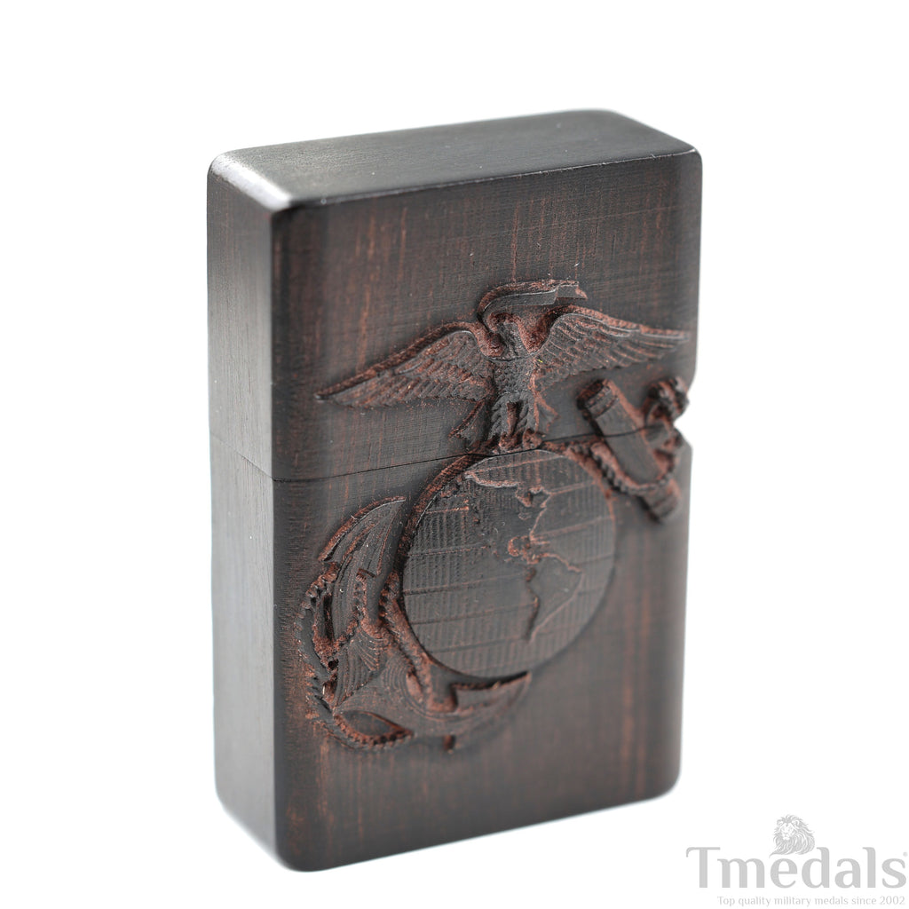 Hand-Carved U.S. Navy Inspired Wooden Lighter Case – Fits Standard Metal Insert – No Insert detail view 10