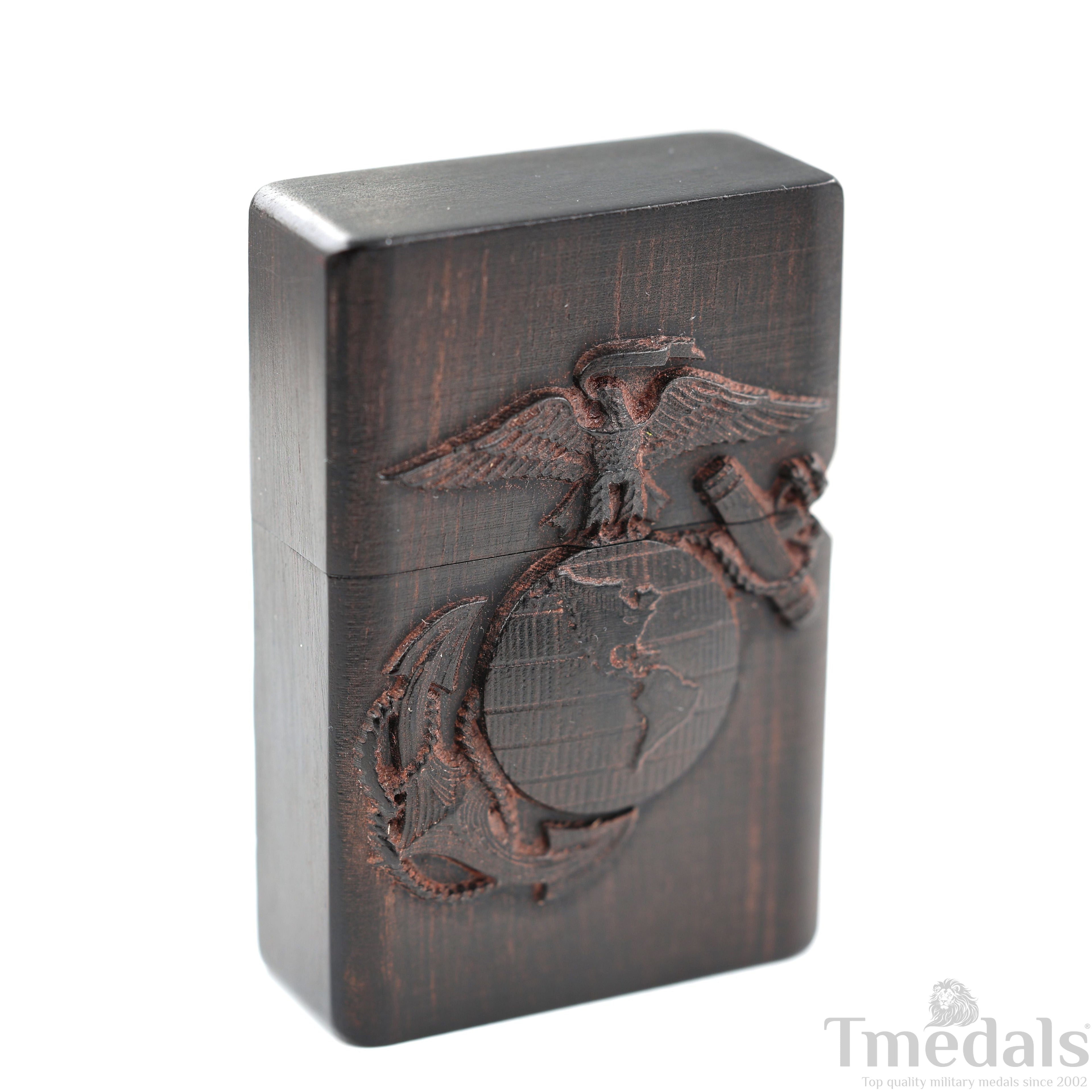 Hand-Carved U.S. Navy Inspired Wooden Lighter Case – Fits Standard Metal Insert – No Insert detail view 10