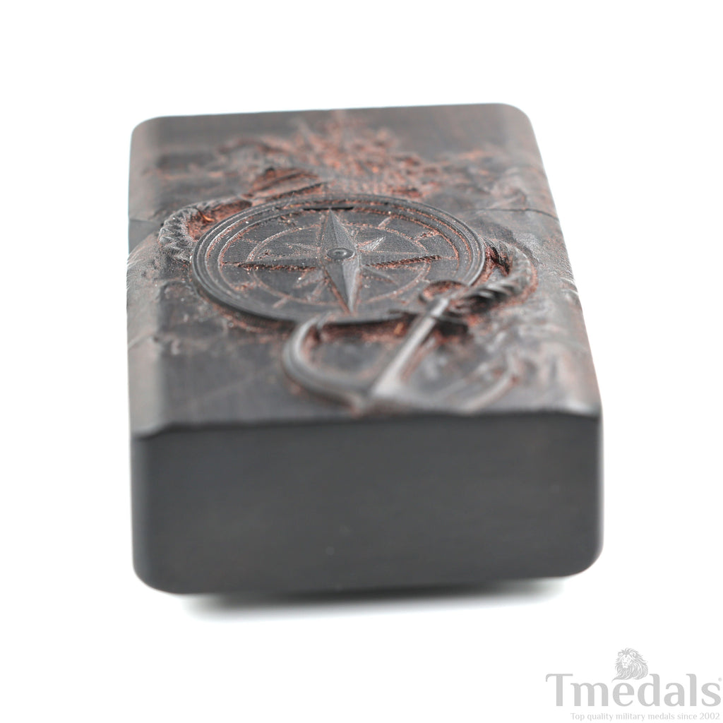 Hand-Carved U.S. Navy Inspired Wooden Lighter Case – Fits Standard Metal Insert – No Insert detail view 11