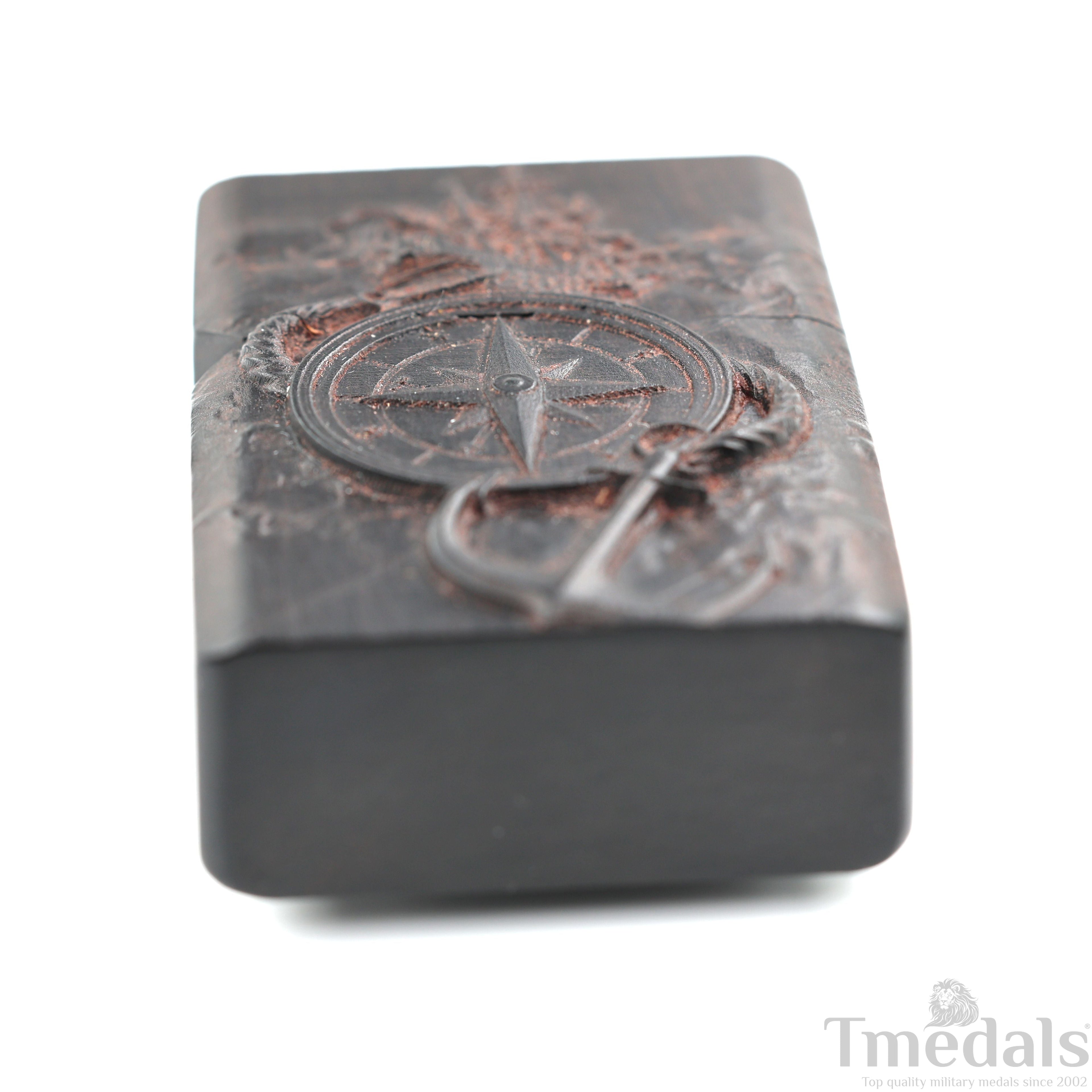 Hand-Carved U.S. Navy Inspired Wooden Lighter Case – Fits Standard Metal Insert – No Insert detail view 11