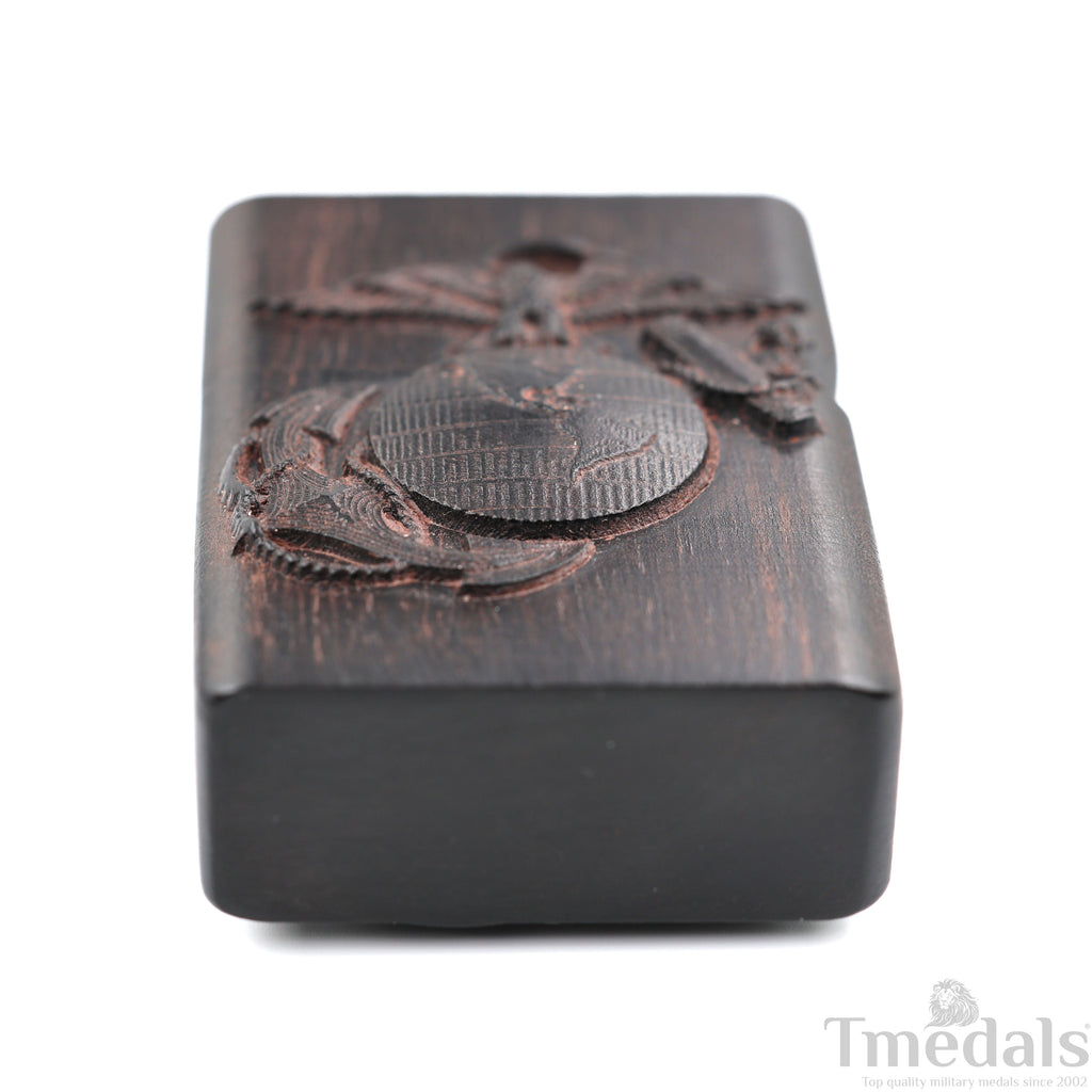 Hand-Carved U.S. Navy Inspired Wooden Lighter Case – Fits Standard Metal Insert – No Insert detail view 12