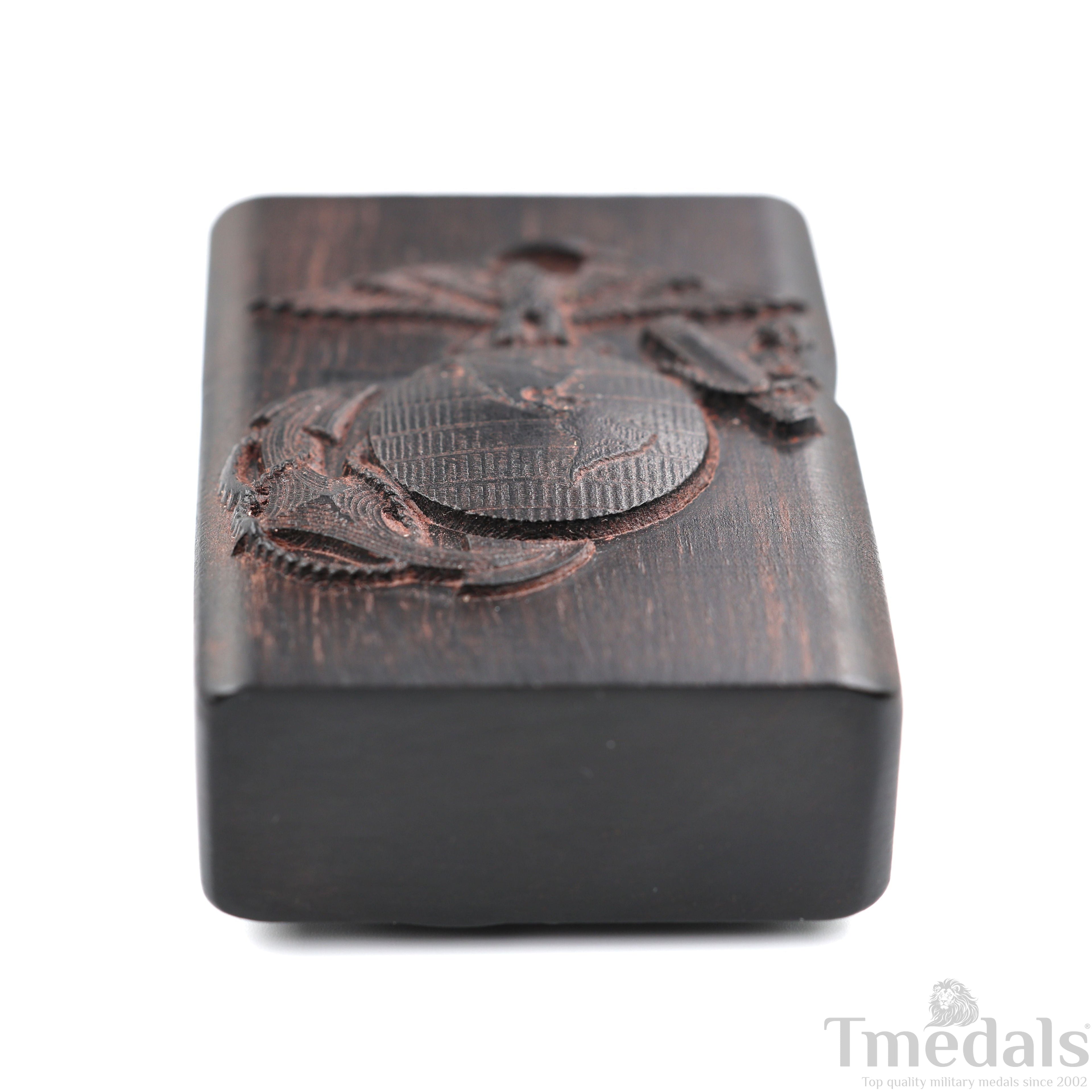 Hand-Carved U.S. Navy Inspired Wooden Lighter Case – Fits Standard Metal Insert – No Insert detail view 12