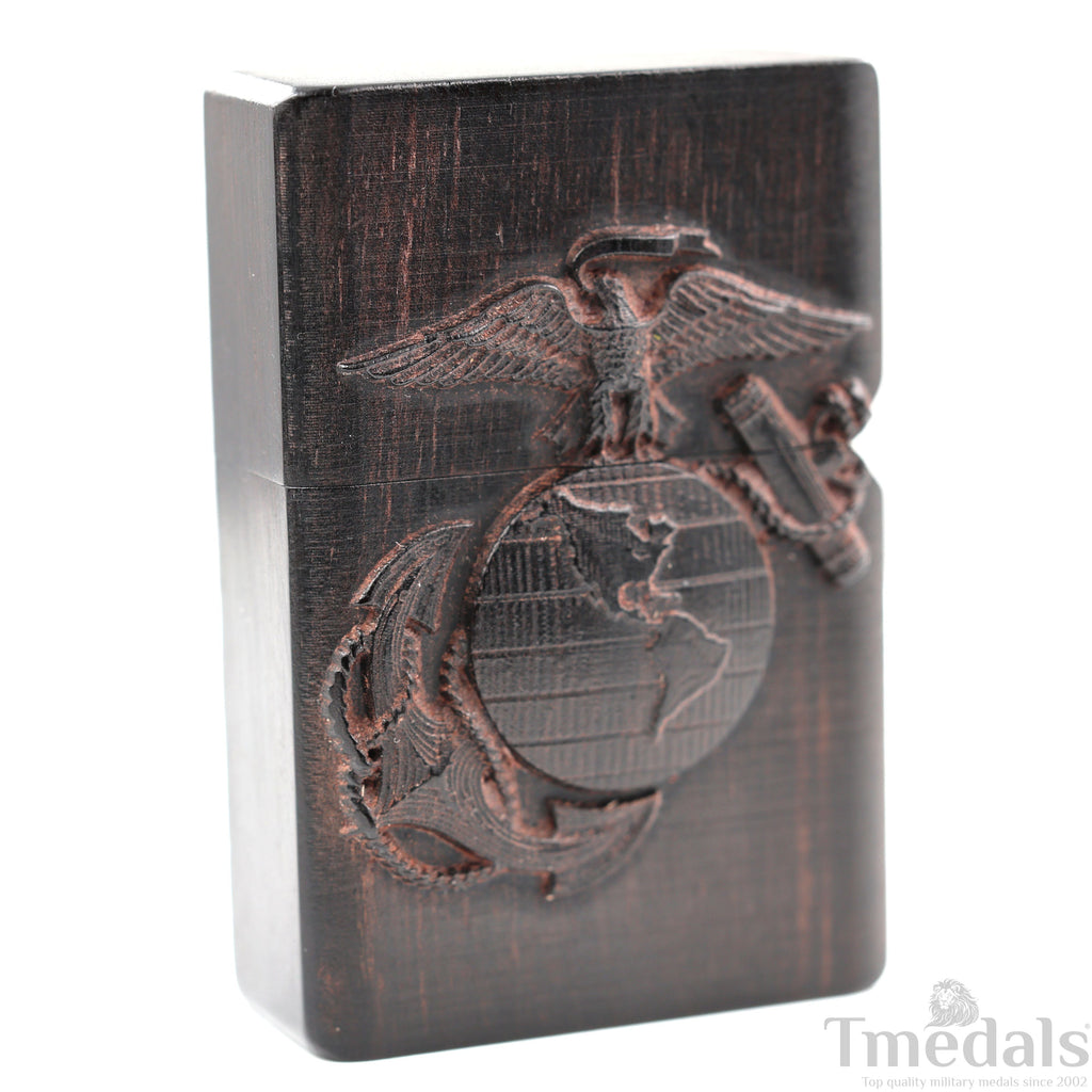 Hand-Carved U.S. Navy Inspired Wooden Lighter Case – Fits Standard Metal Insert – No Insert detail view 13