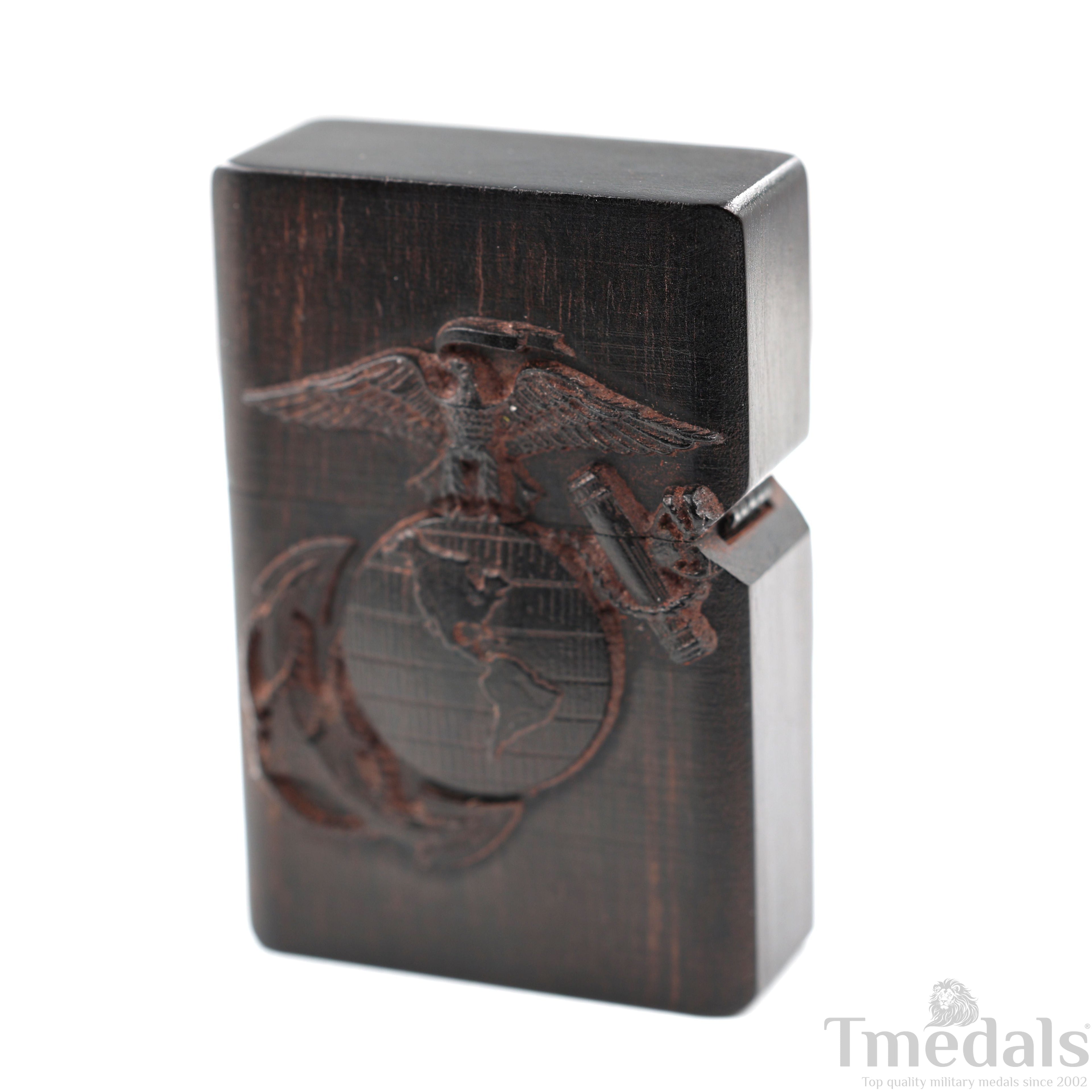Hand-Carved U.S. Navy Inspired Wooden Lighter Case – Fits Standard Metal Insert – No Insert detail view 14
