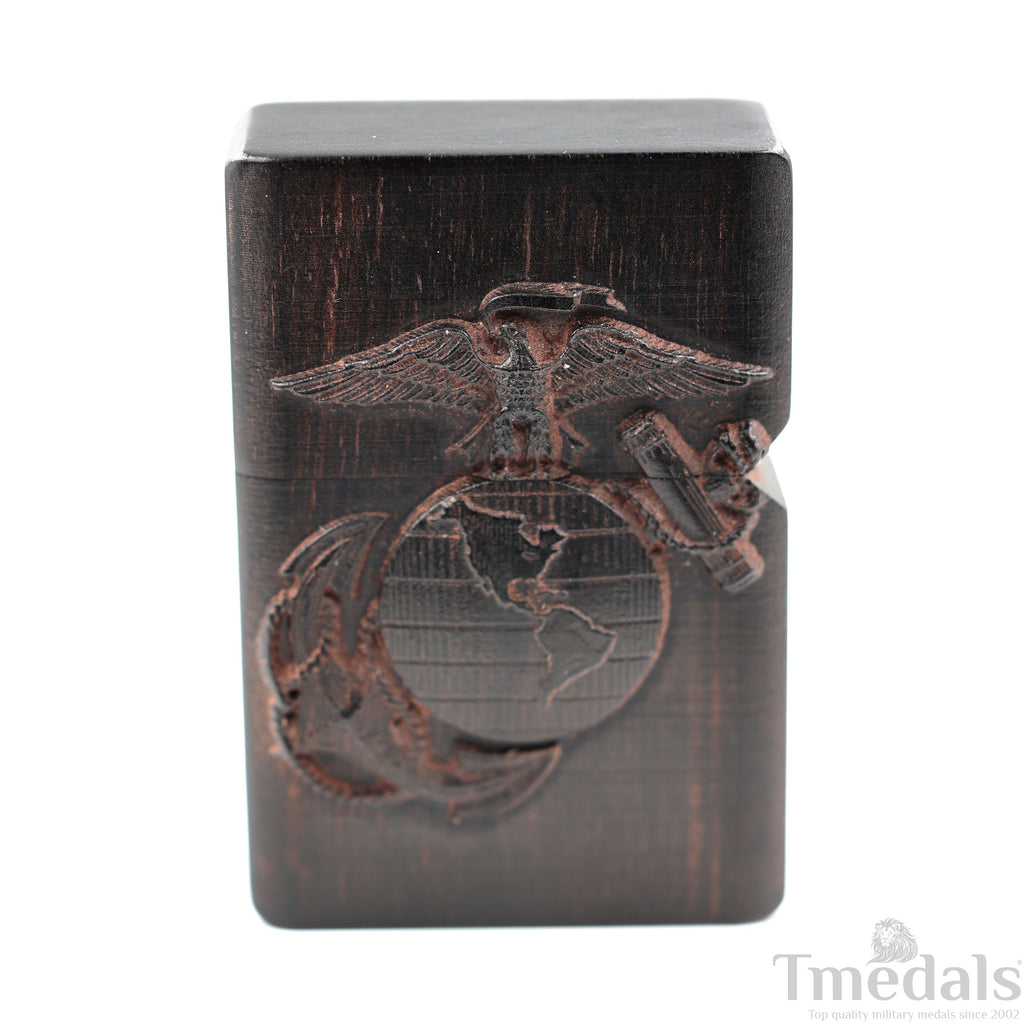 Hand-Carved U.S. Navy Inspired Wooden Lighter Case – Fits Standard Metal Insert – No Insert detail view 15