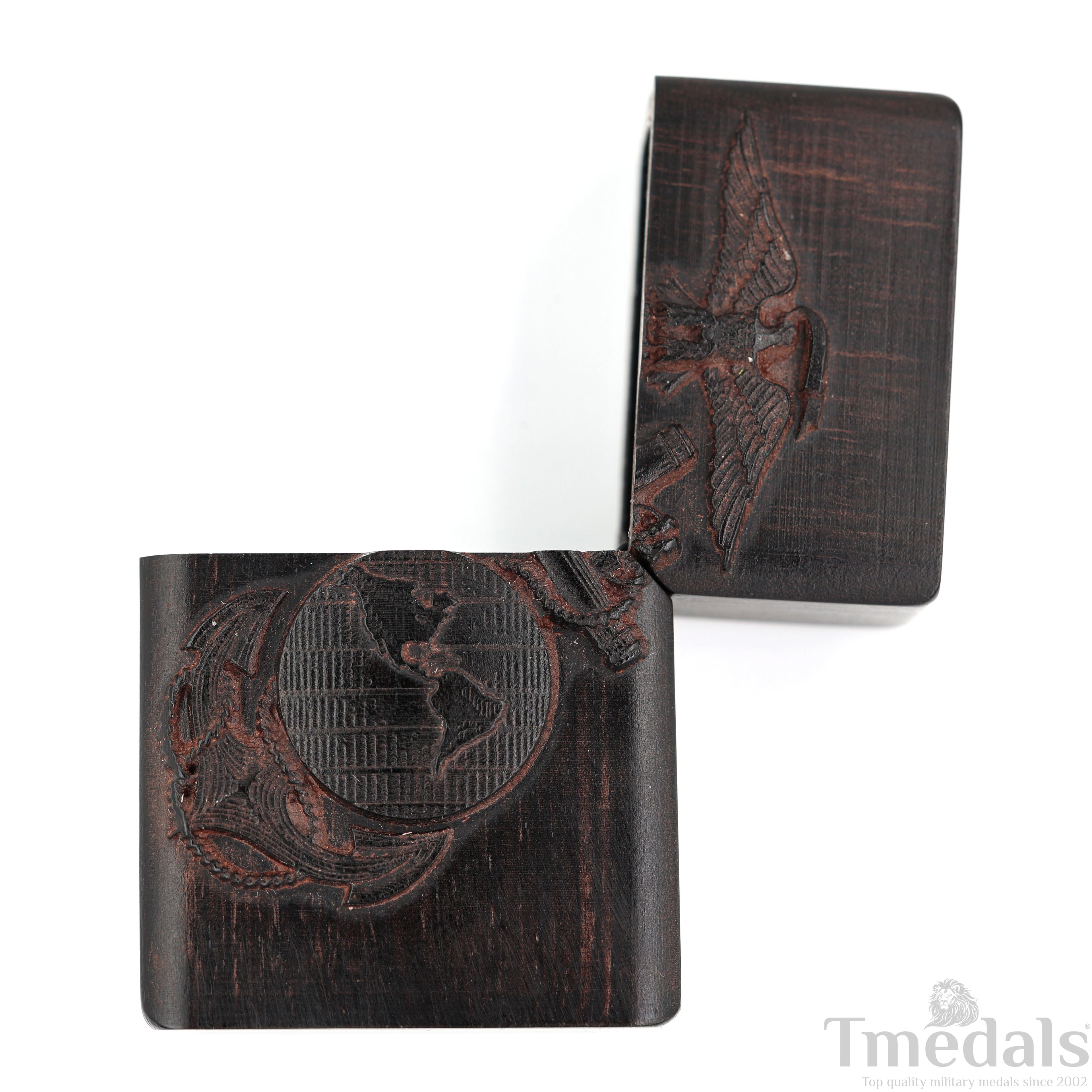 Hand-Carved U.S. Navy Inspired Wooden Lighter Case – Fits Standard Metal Insert – No Insert detail view 3