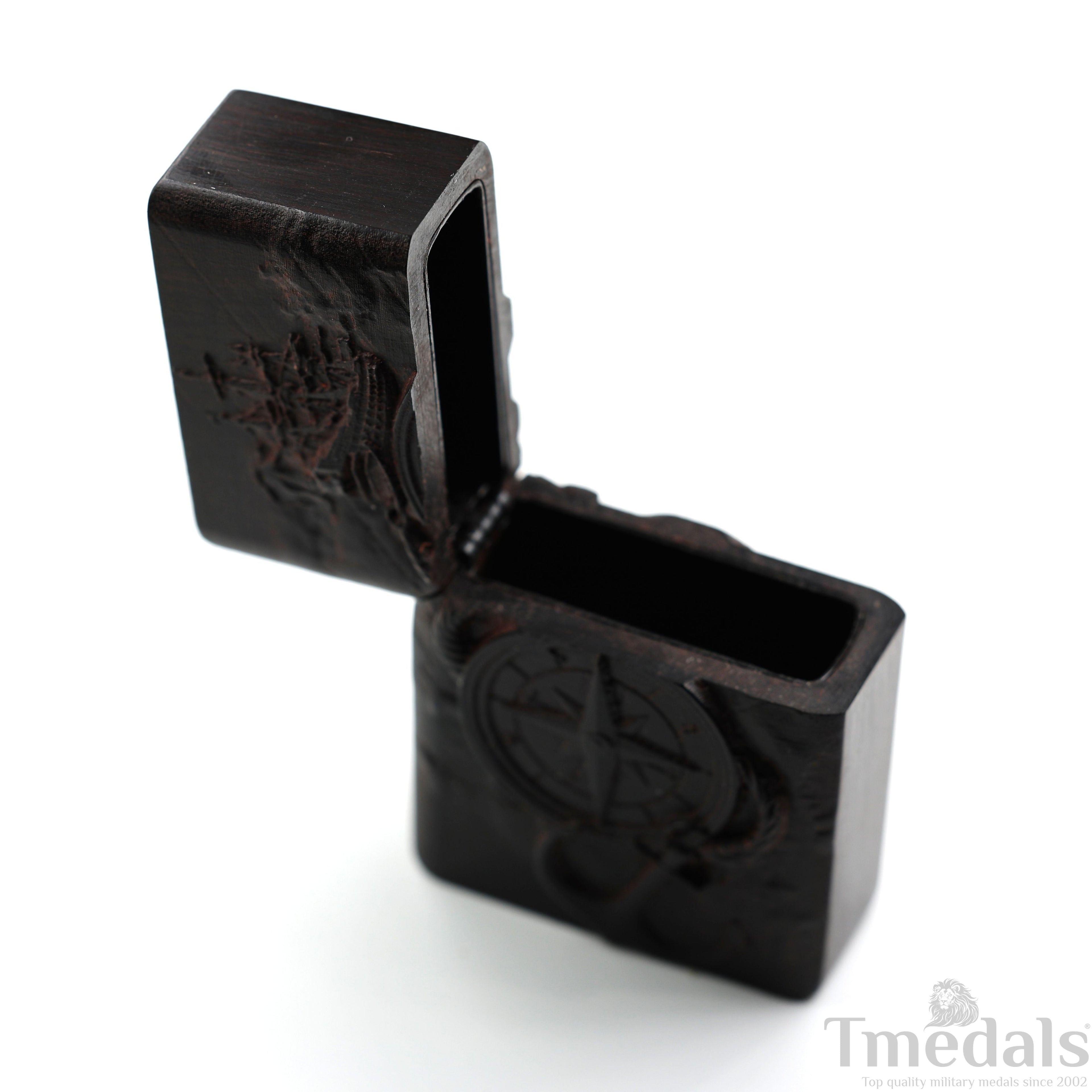 Hand-Carved U.S. Navy Inspired Wooden Lighter Case – Fits Standard Metal Insert – No Insert detail view 18