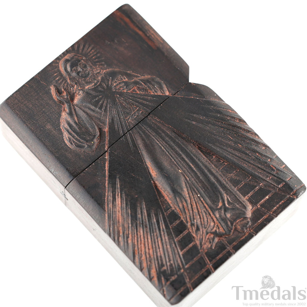Hand-Carved Religious Wood Lighter Shell – Fits Standard Metal Insert – No Insert detail view 6