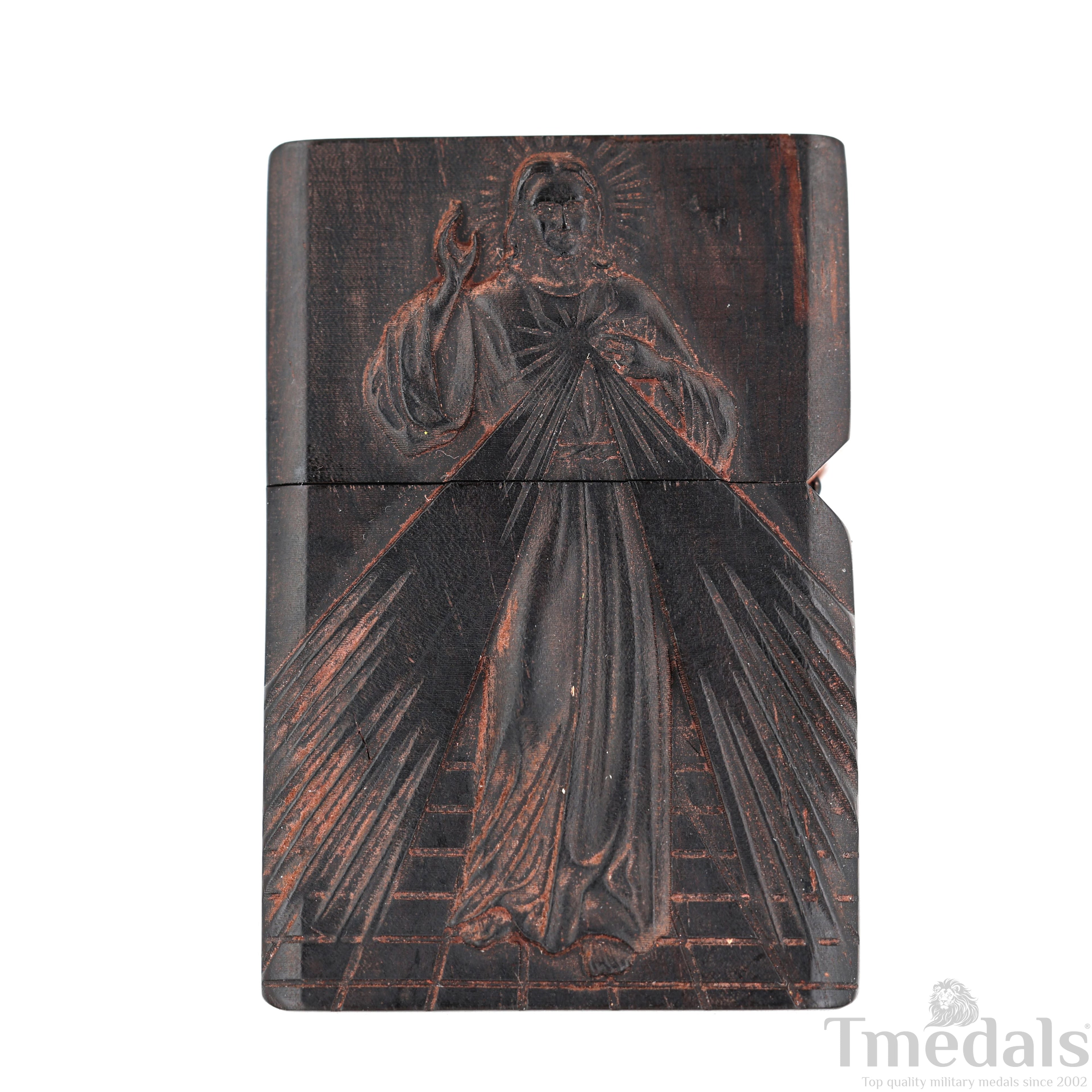 Hand-Carved Religious Wood Lighter Shell – Fits Standard Metal Insert – No Insert detail view 4