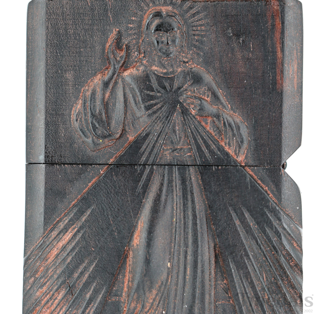 Hand-Carved Religious Wood Lighter Shell – Fits Standard Metal Insert – No Insert detail view 12
