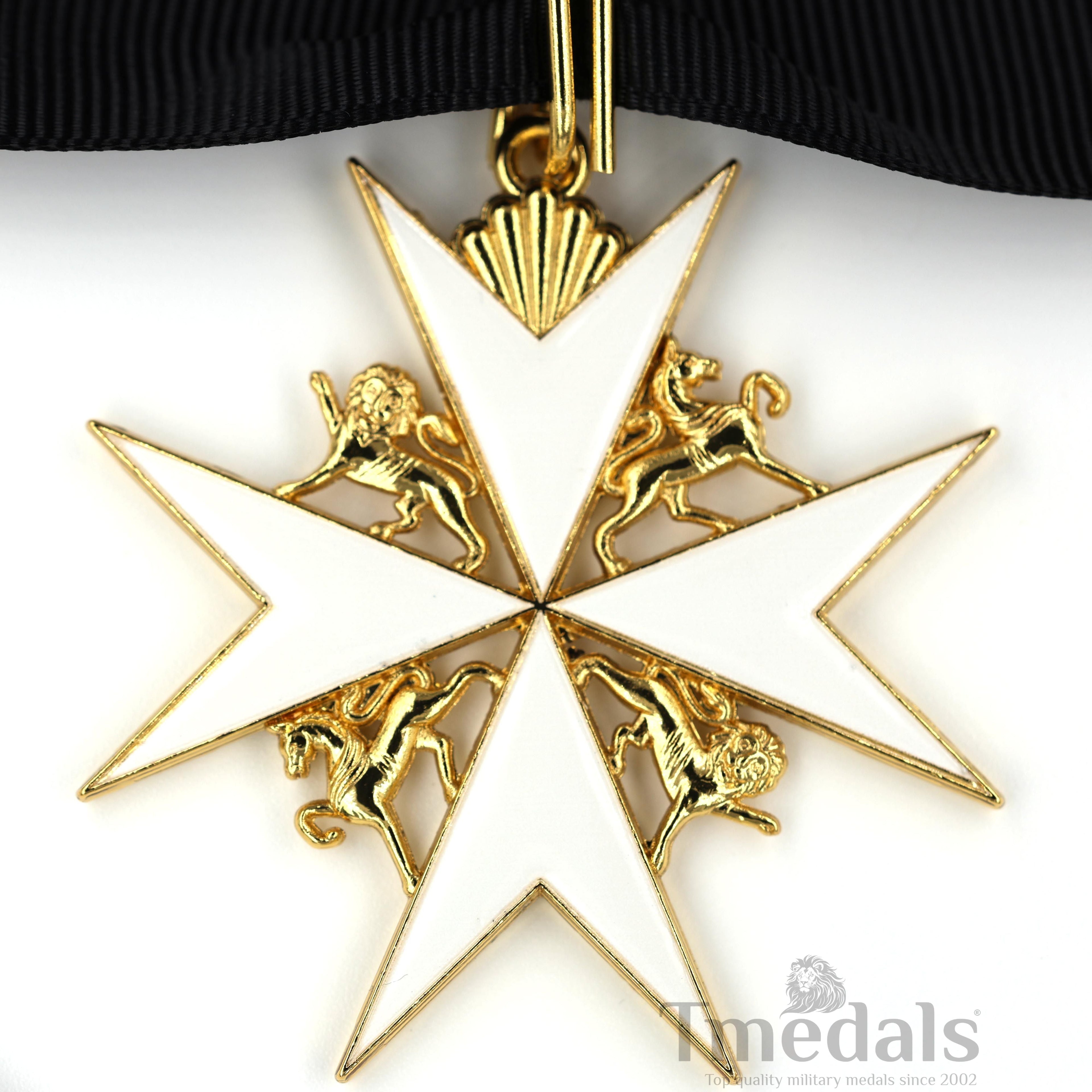 UK Knights Commander's Cross - Order of St. John Medal neck Ribbon Silver detail view 2