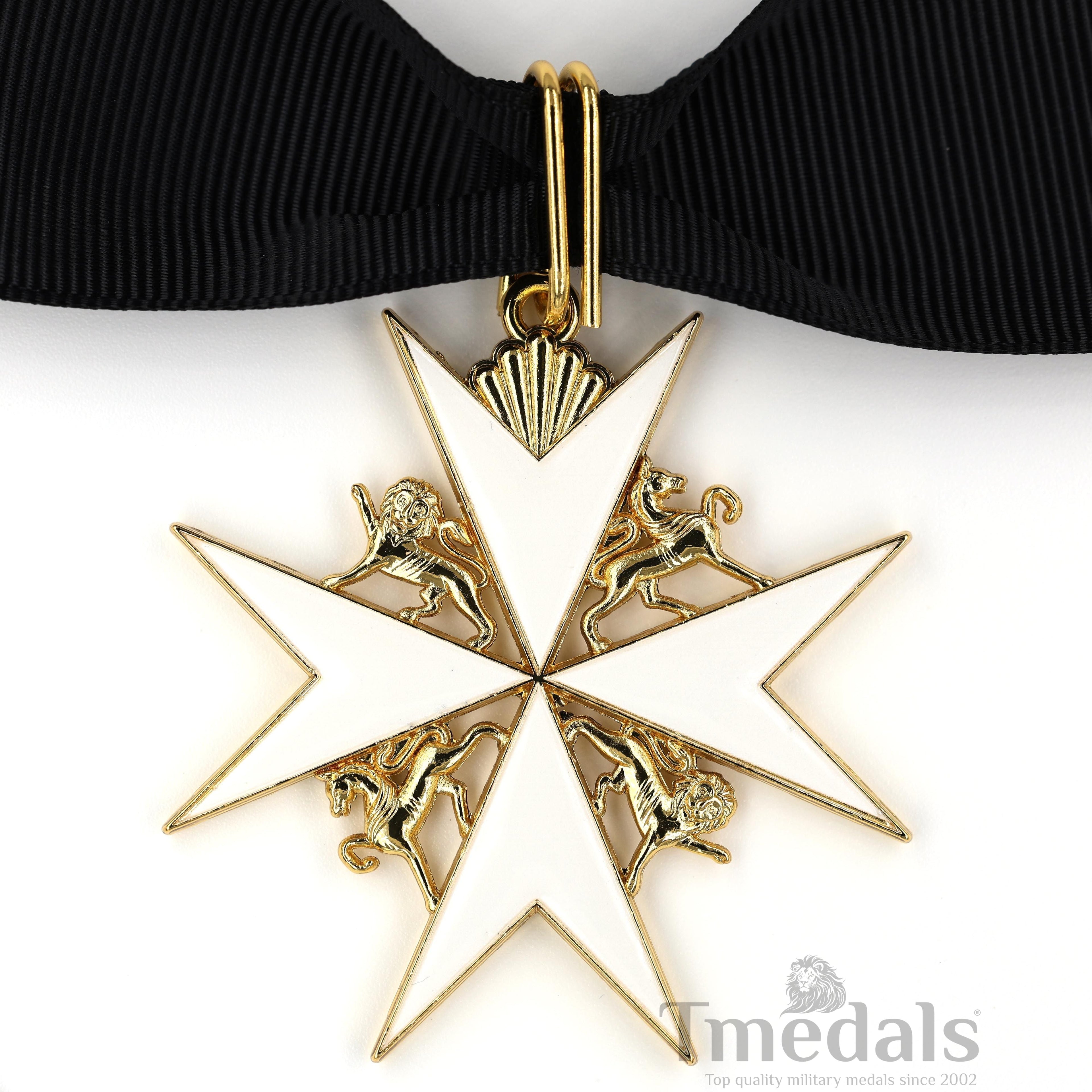 UK Knights Commander's Cross - Order of St. John Medal neck Ribbon Silver detail view 3