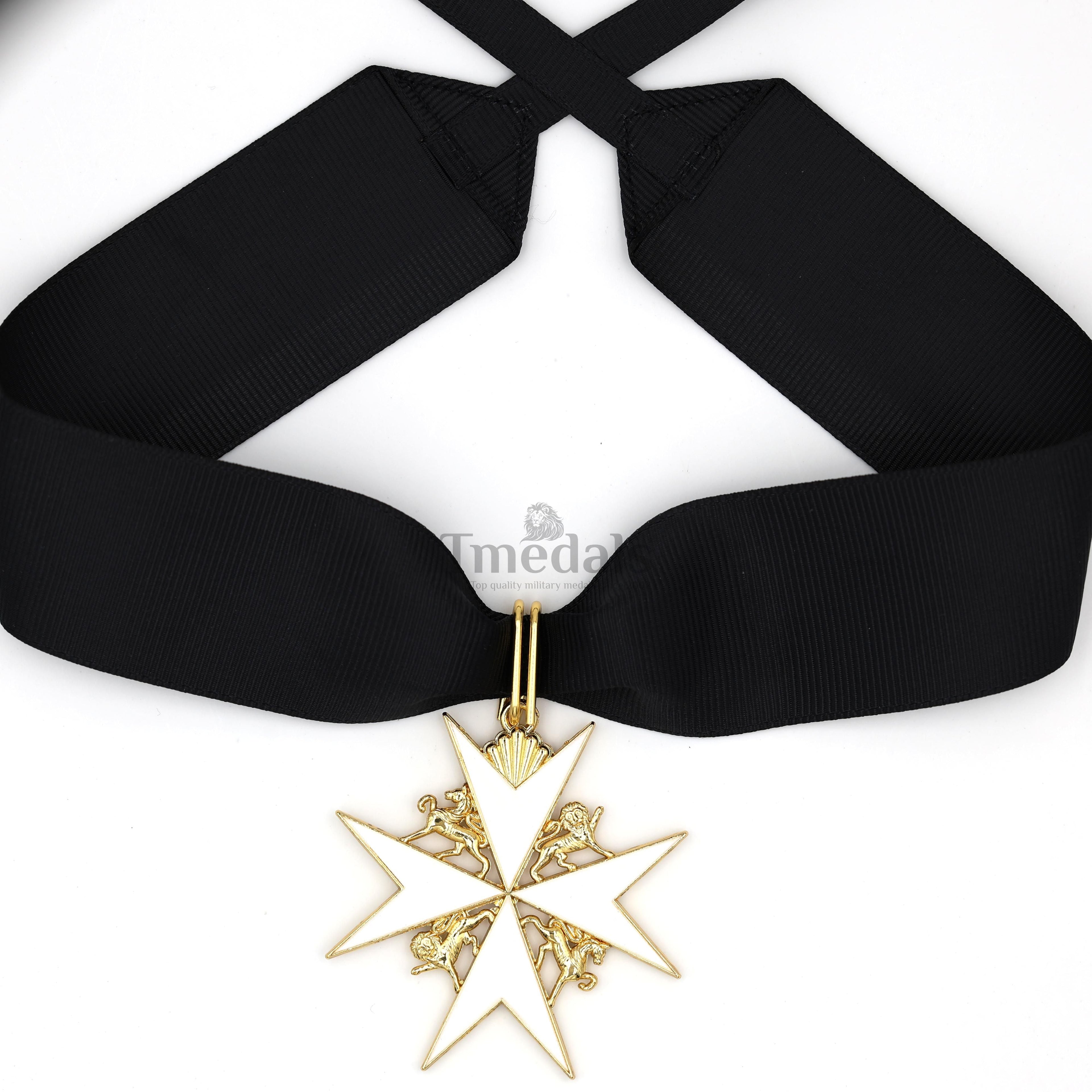 UK Knights Commander's Cross - Order of St. John Medal neck Ribbon Silver detail view 6