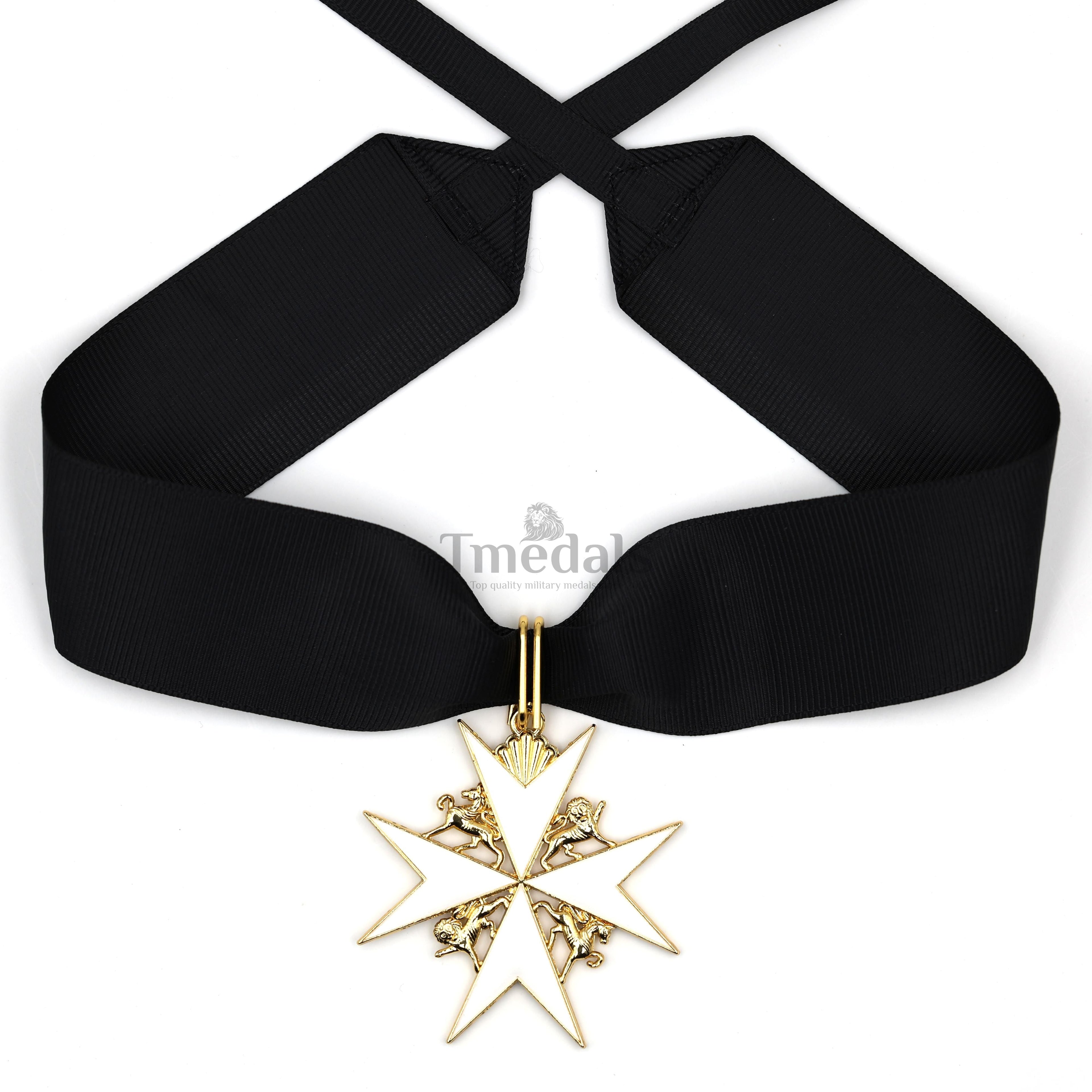 UK Knights Commander's Cross - Order of St. John Medal neck Ribbon Silver detail view 4