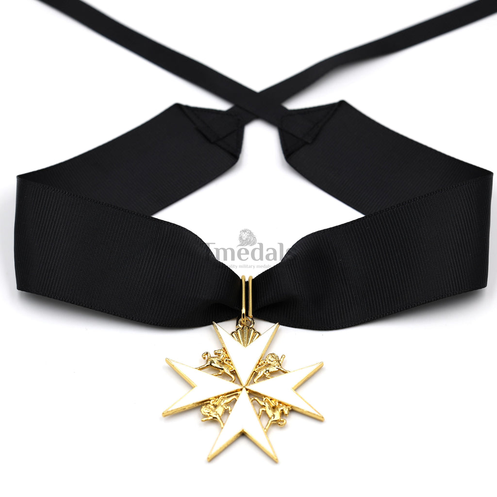 UK Knights Commander's Cross - Order of St. John Medal neck Ribbon Silver detail view 8