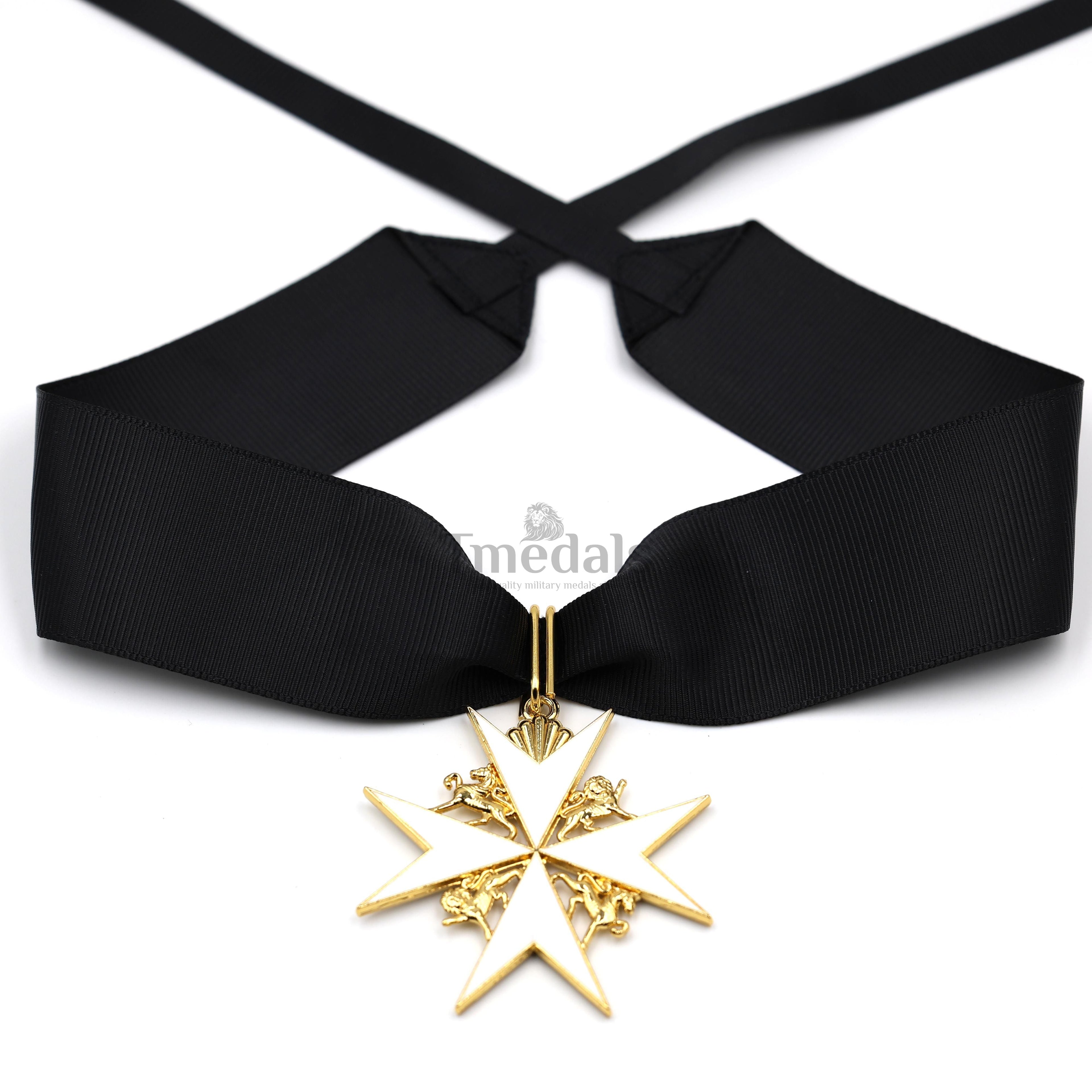 UK Knights Commander's Cross - Order of St. John Medal neck Ribbon Silver detail view 8