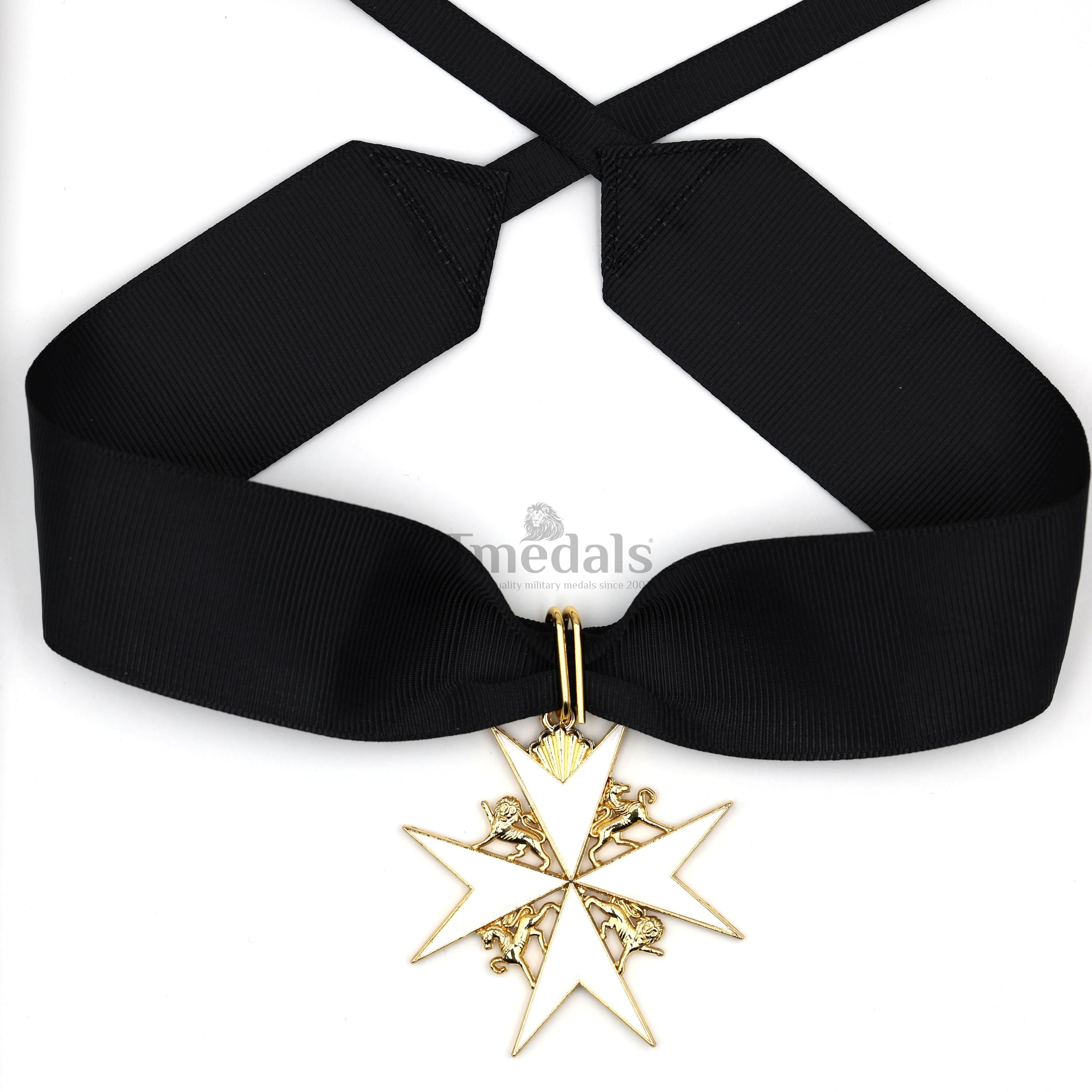 UK Knights Commander's Cross - Order of St. John Medal neck Ribbon Silver detail view 5
