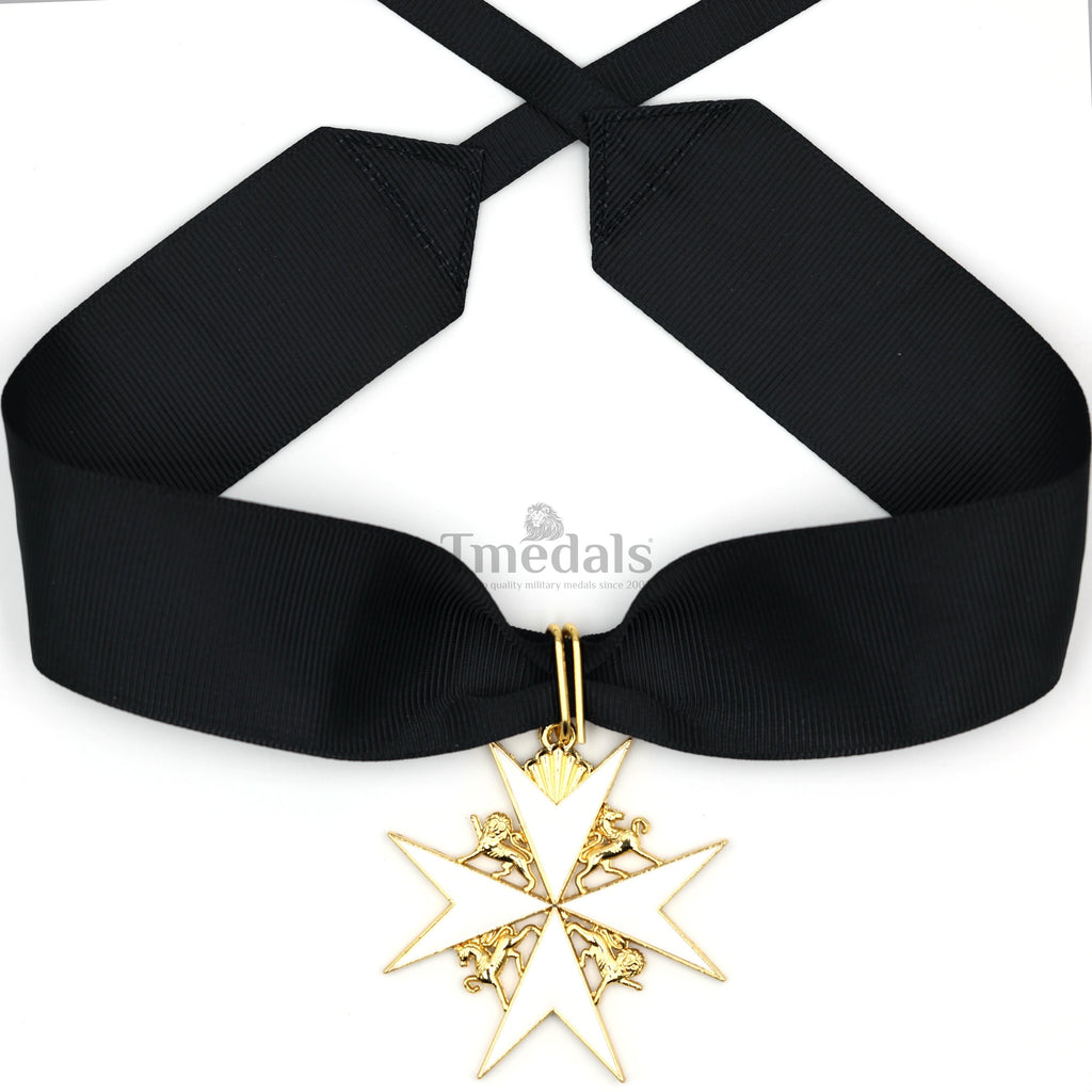 UK Knights Commander's Cross - Order of St. John Medal neck Ribbon Silver replica