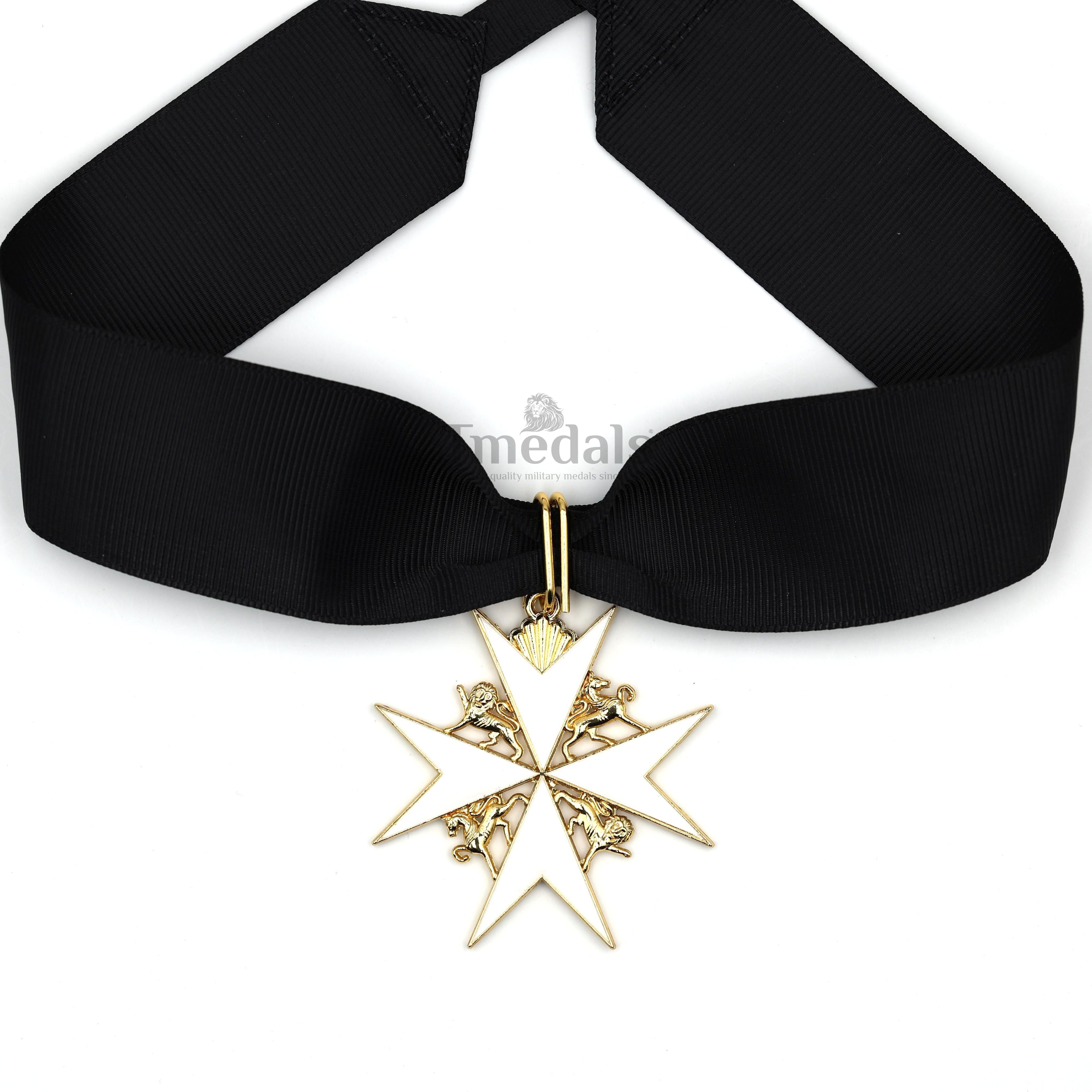 UK Knights Commander's Cross - Order of St. John Medal neck Ribbon Silver detail view 9