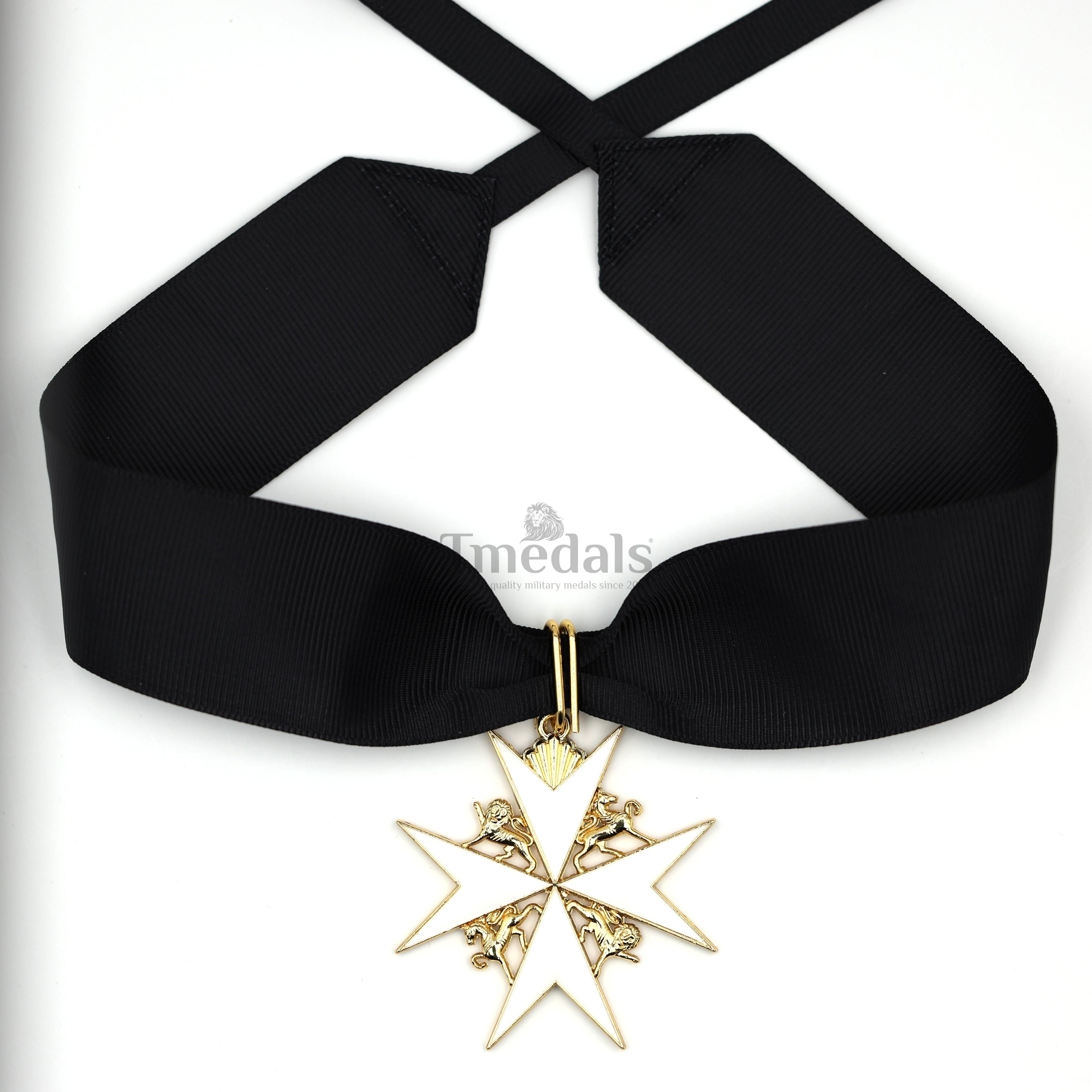 UK Knights Commander's Cross - Order of St. John Medal neck Ribbon Silver detail view 10