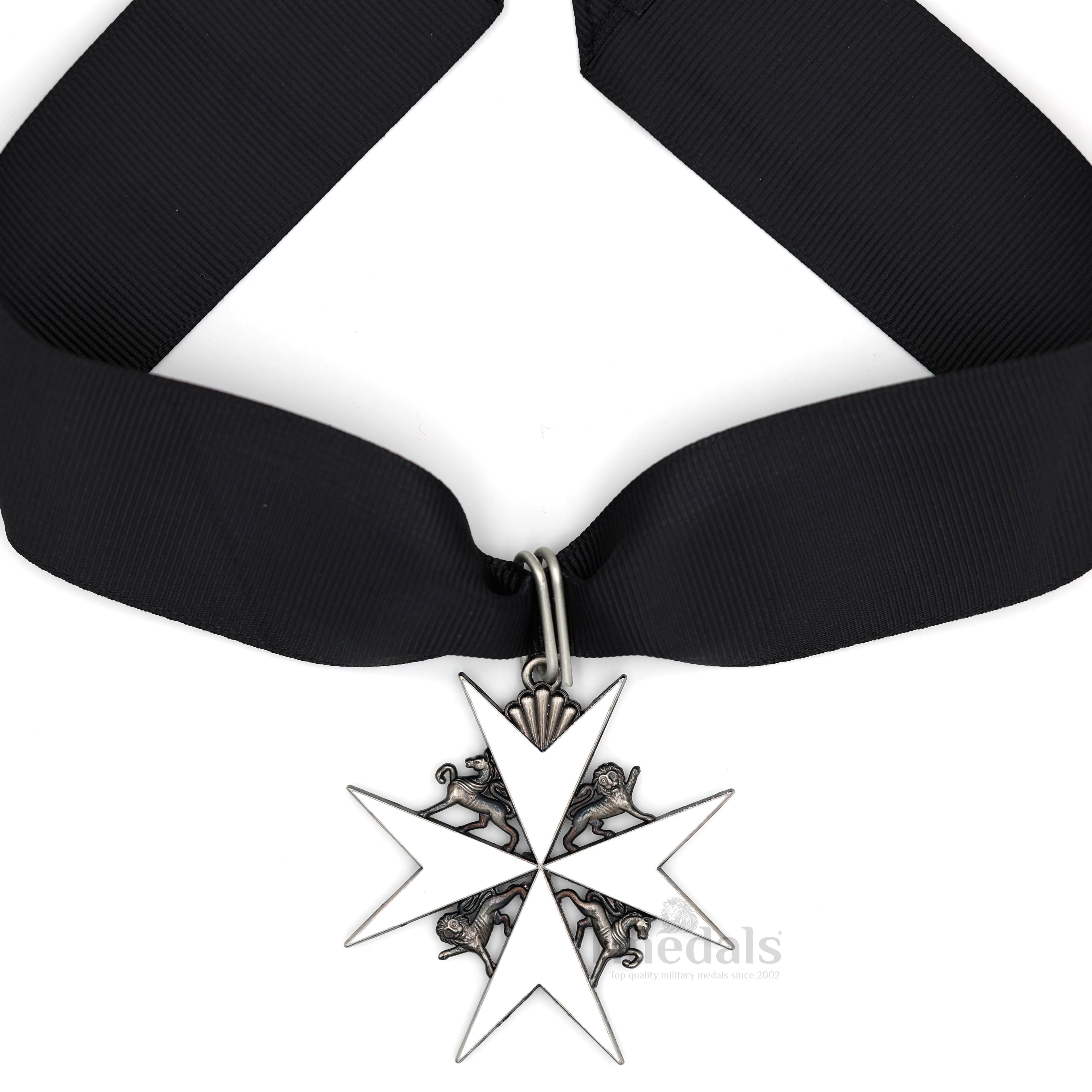UK Knights Commander's Cross - Order of St. John Medal neck Ribbon Silver replica