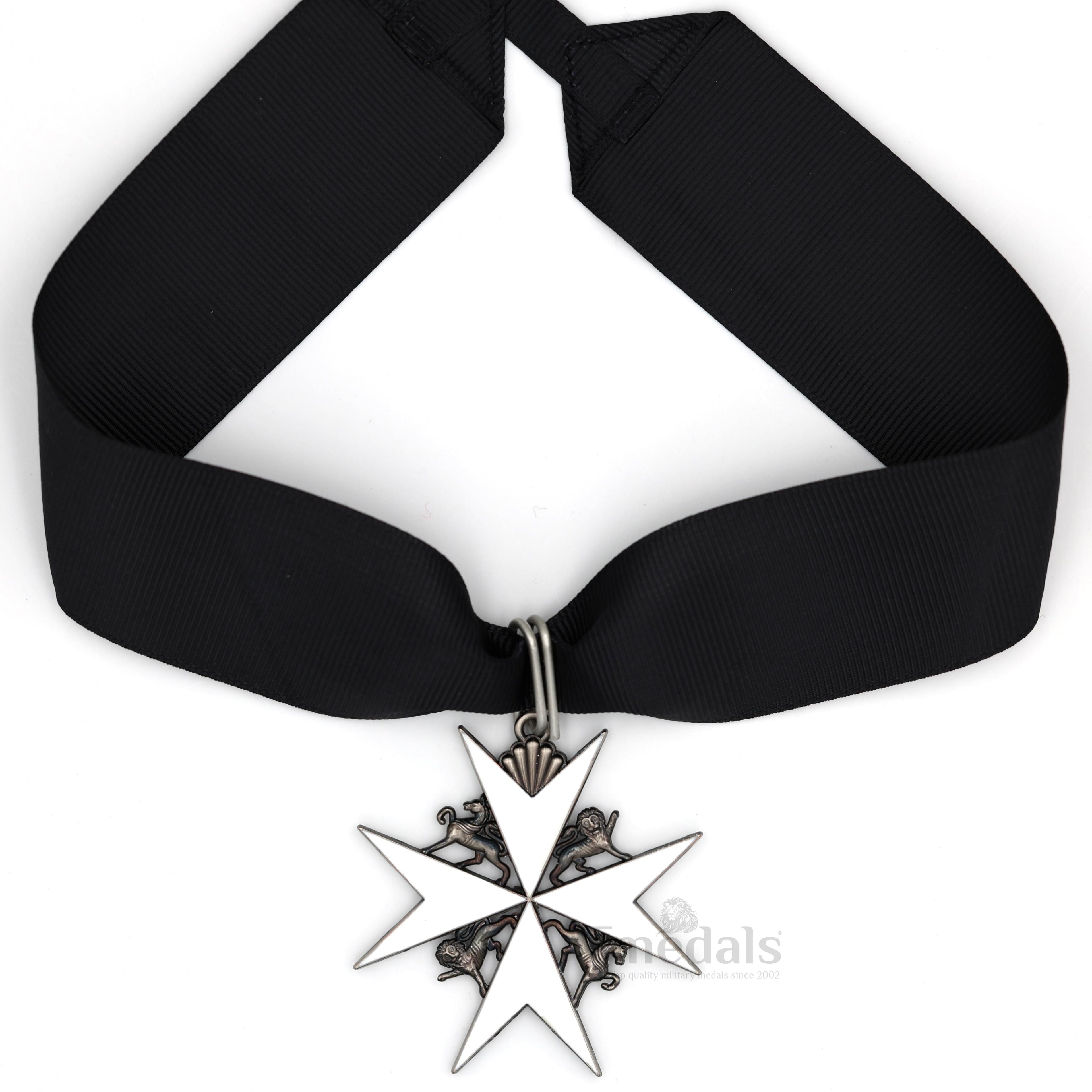UK Knights Commander's Cross - Order of St. John Medal neck Ribbon Silver detail view 2