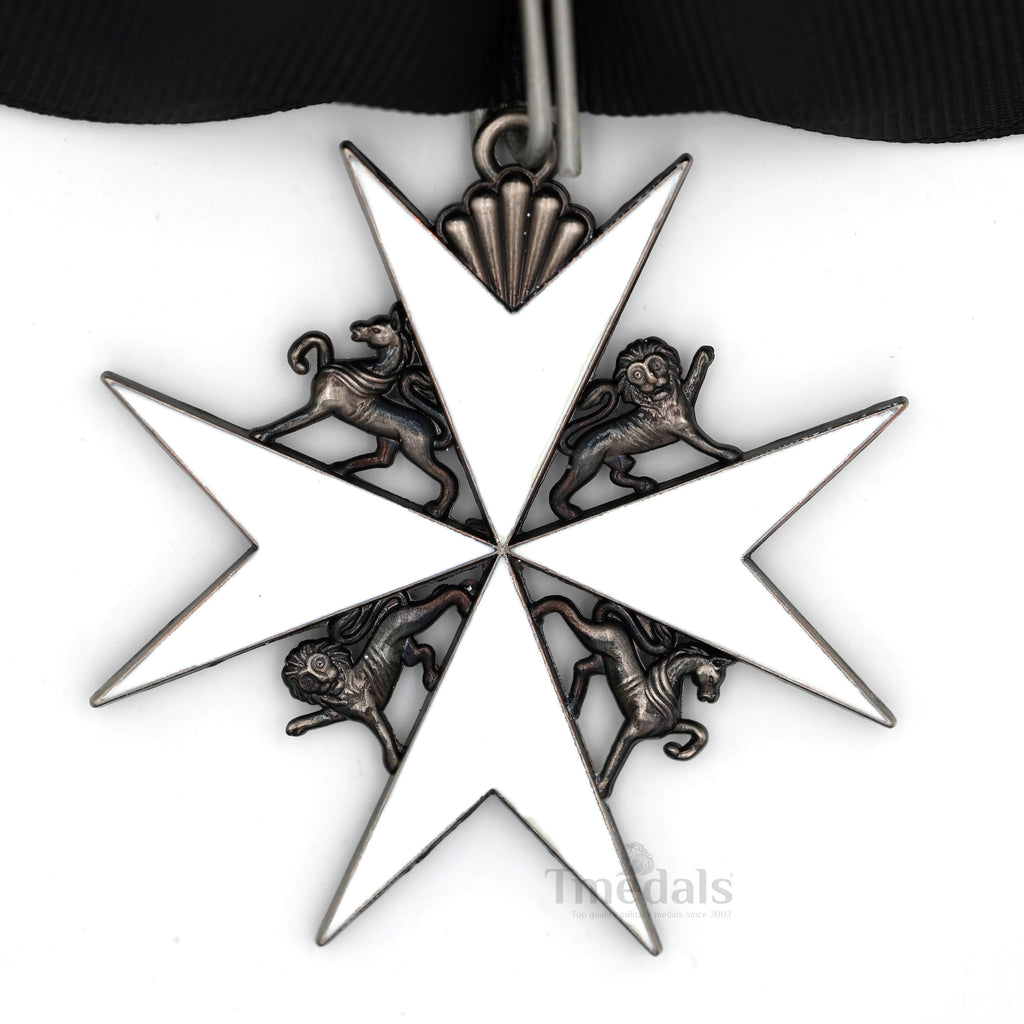 UK Knights Commander's Cross - Order of St. John Medal neck Ribbon Silver detail view 3