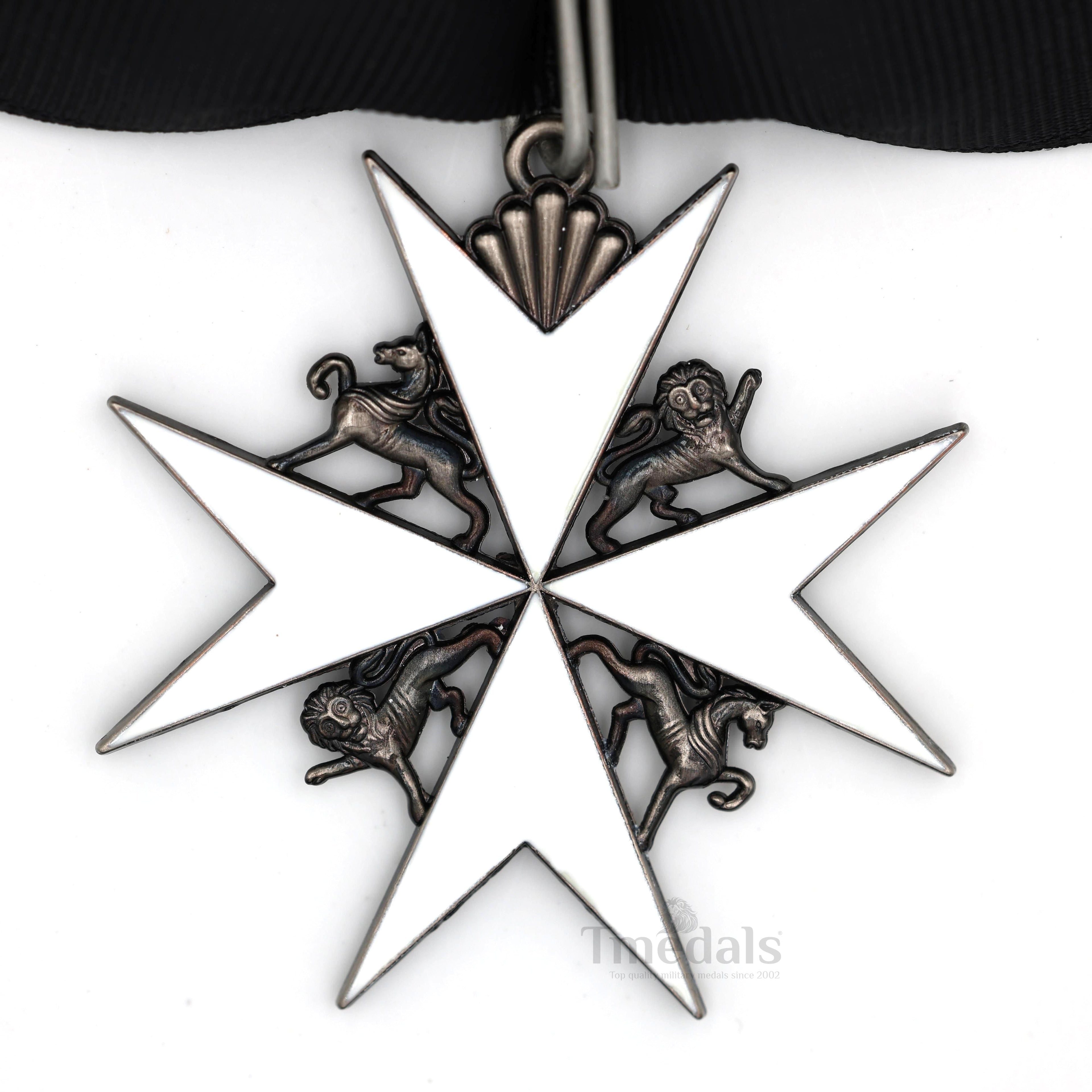 UK Knights Commander's Cross - Order of St. John Medal neck Ribbon Silver detail view 3