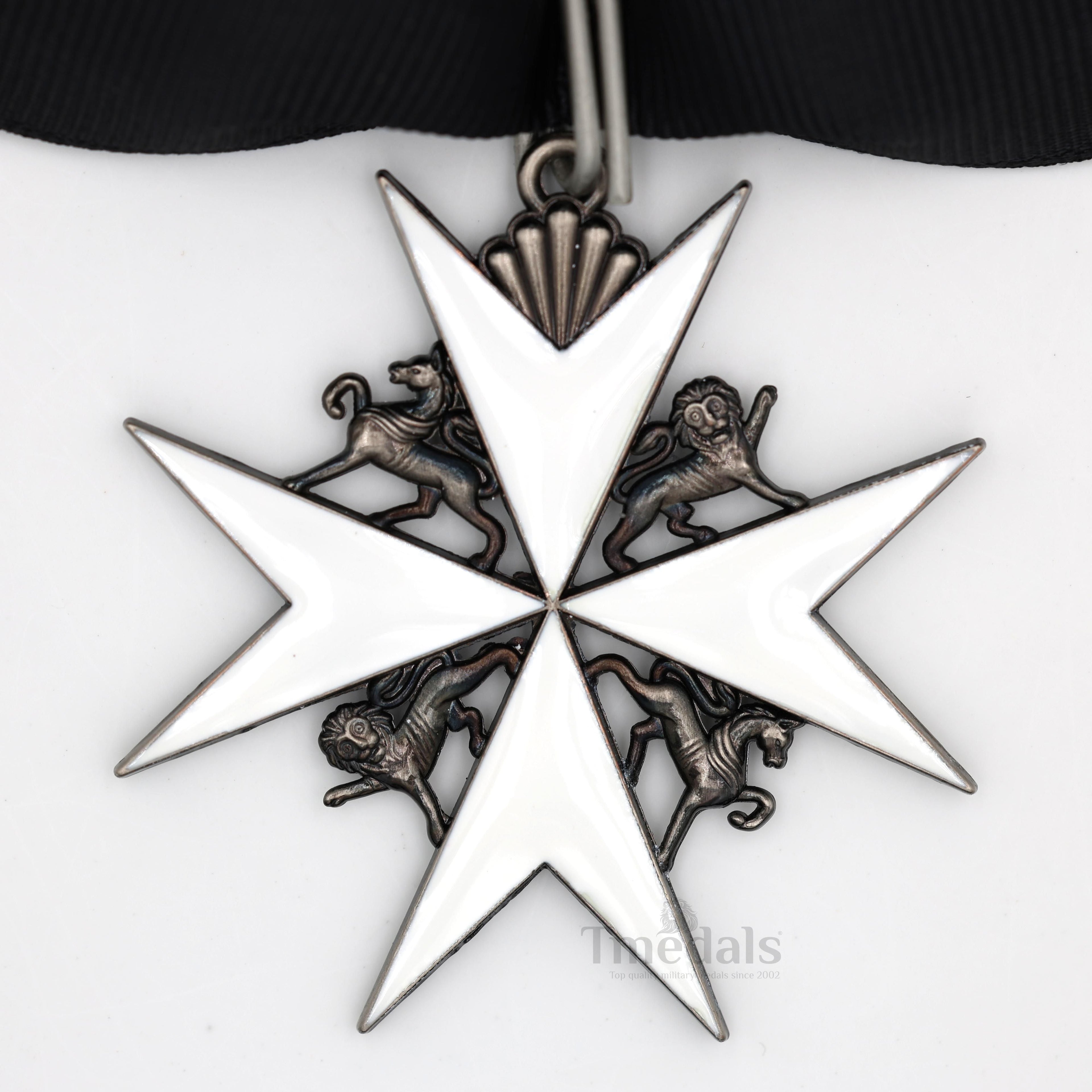 UK Knights Commander's Cross - Order of St. John Medal neck Ribbon Silver detail view 4