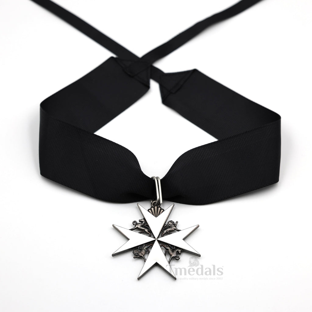 UK Knights Commander's Cross - Order of St. John Medal neck Ribbon Silver detail view 5