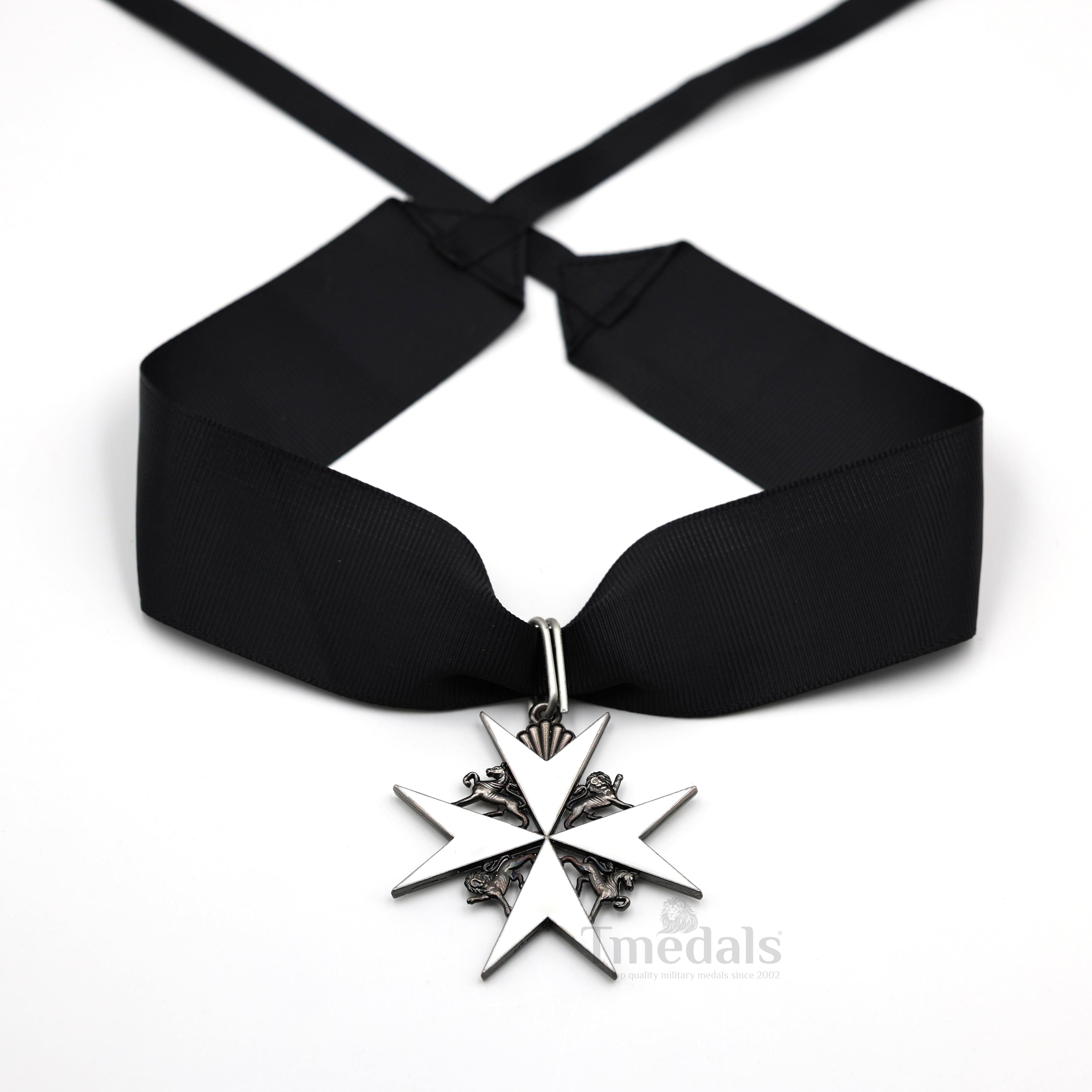 UK Knights Commander's Cross - Order of St. John Medal neck Ribbon Silver detail view 5